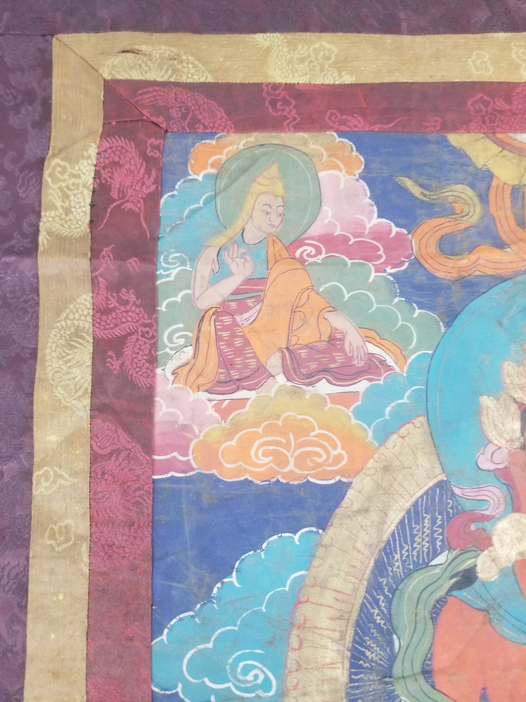Antique Tibetan Hand Painted Amitayus Thangka Wall Hanging 113x69cm