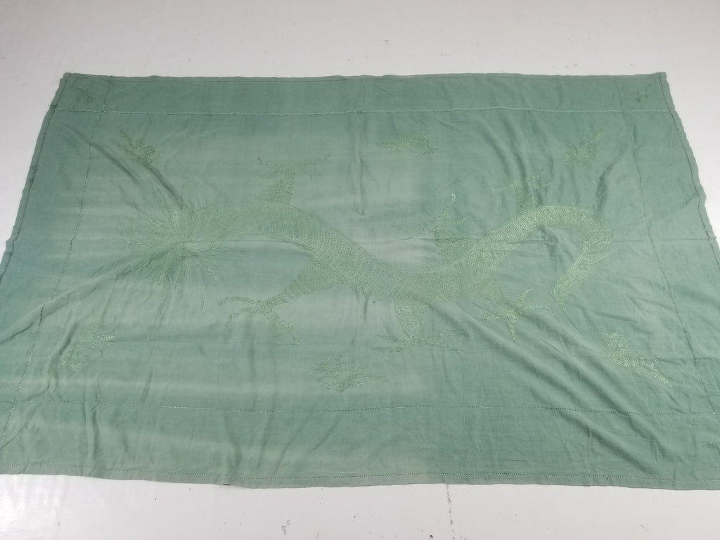 Vintage Chinese Silk Embroidered Mythological Dragon Motif Wall Hanging 213x135
