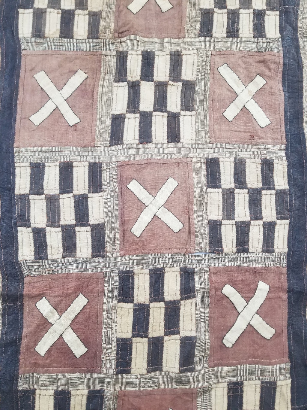 Vintage African Kuba Cloth Raffia Appliqué Tribal Textile Runner 333x72cm