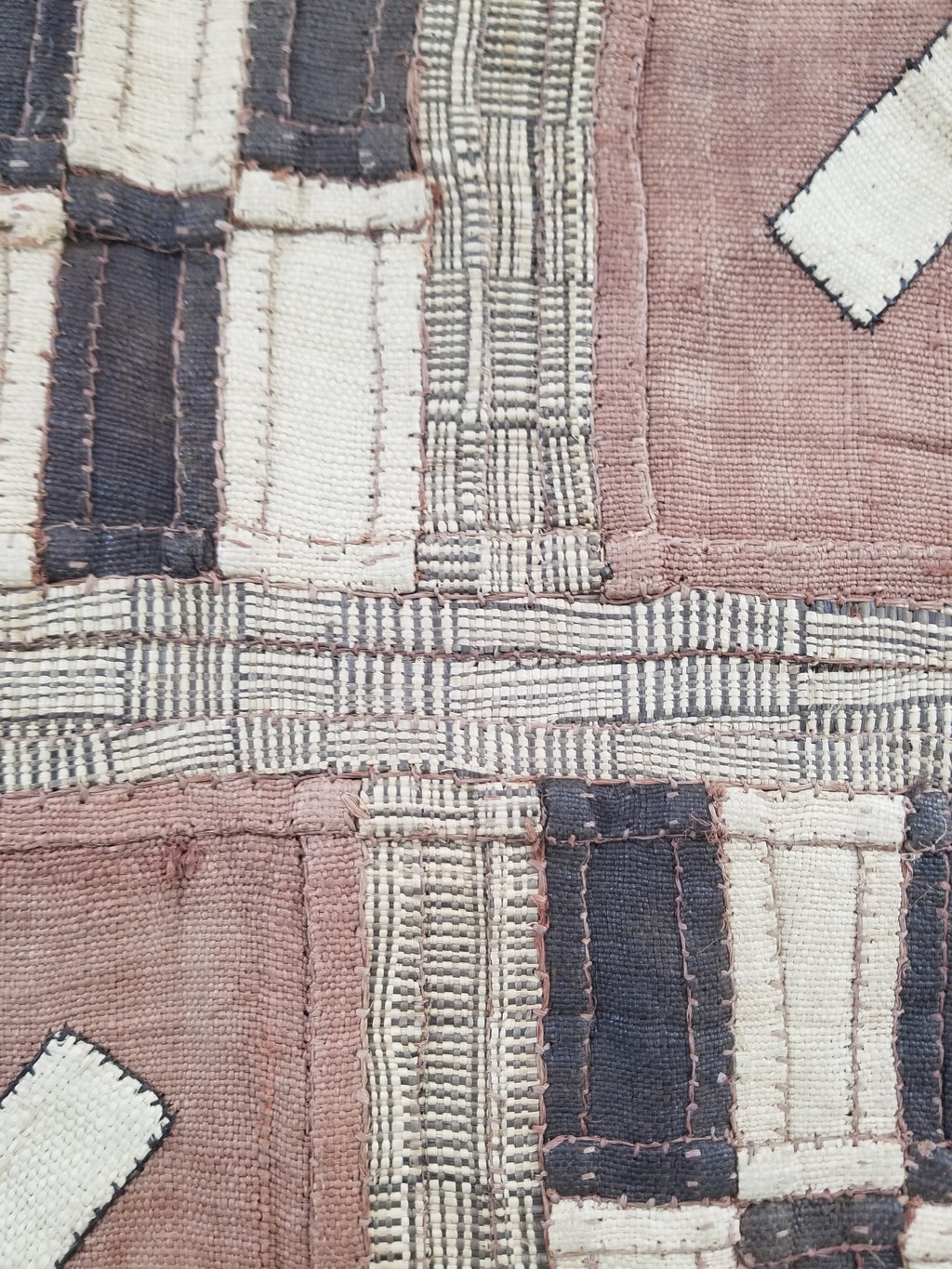 Vintage African Kuba Cloth Raffia Appliqué Tribal Textile Runner 333x72cm