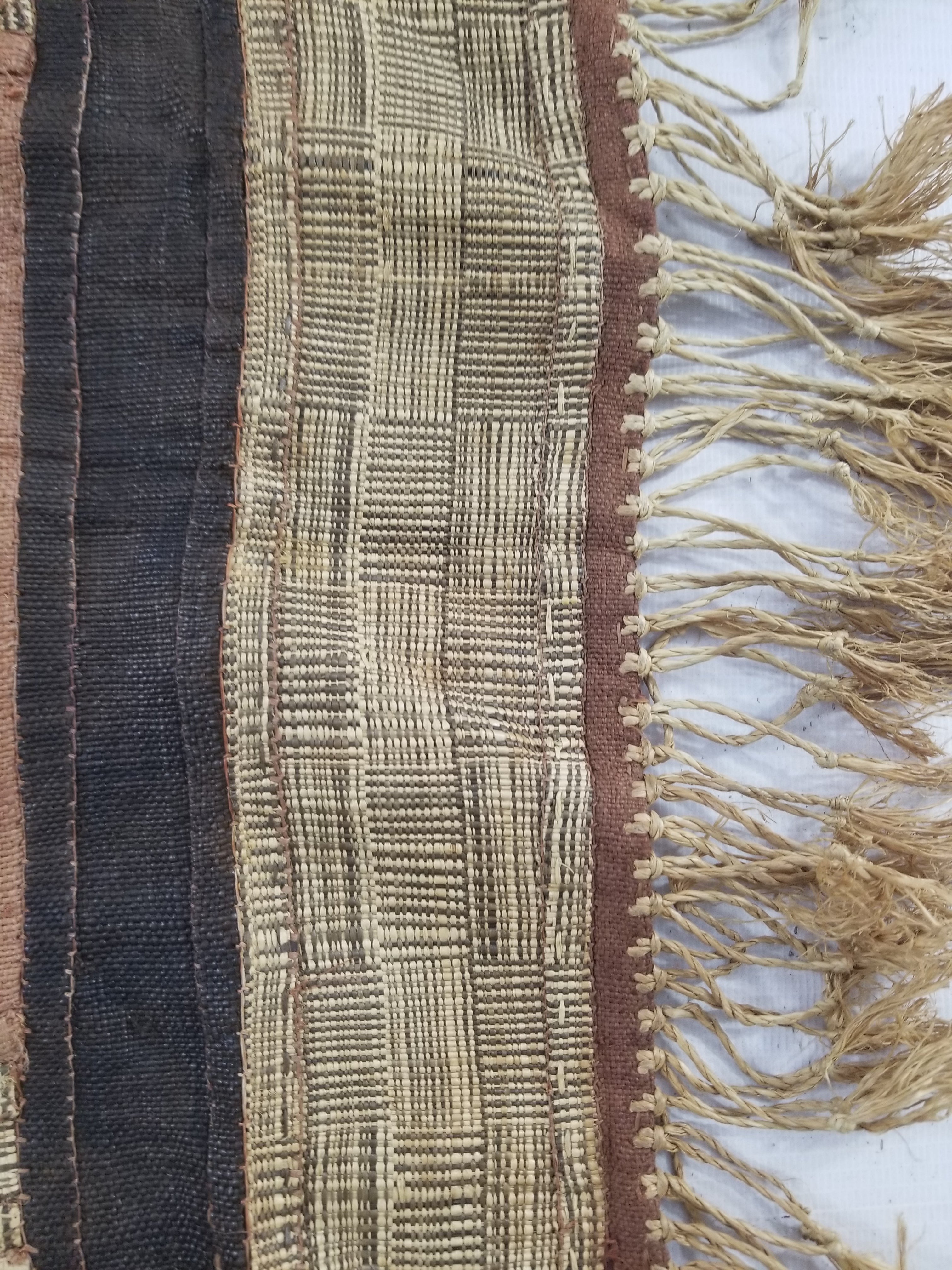 Vintage African Kuba Cloth Raffia Appliqué Tribal Textile Runner 333x72cm