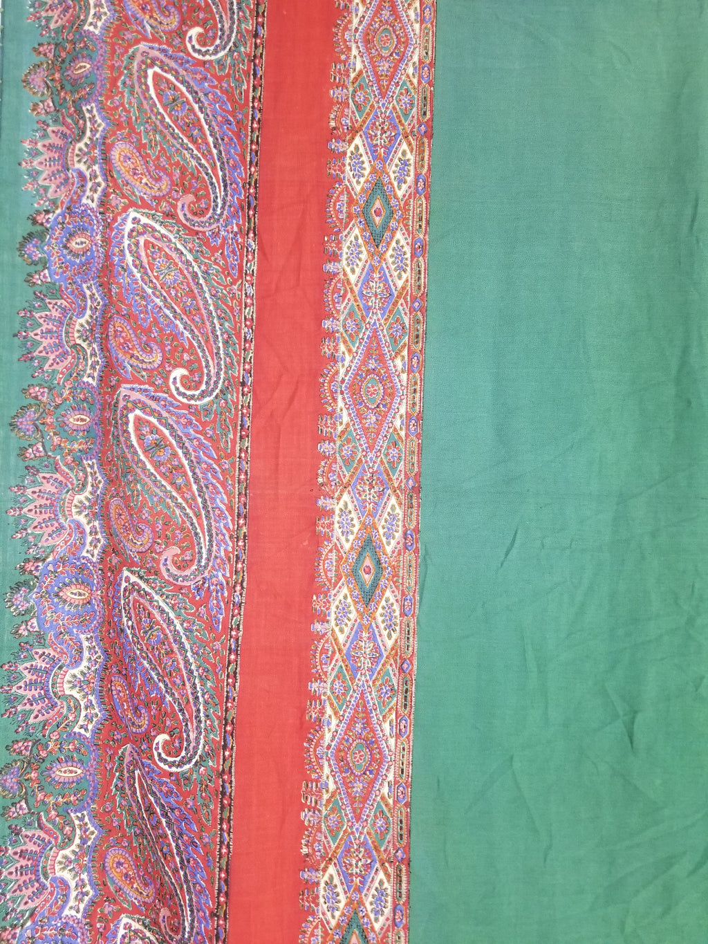 Vintage Traditional Kashmiri Handwoven Paisley Fringed Shawl 158x157cm