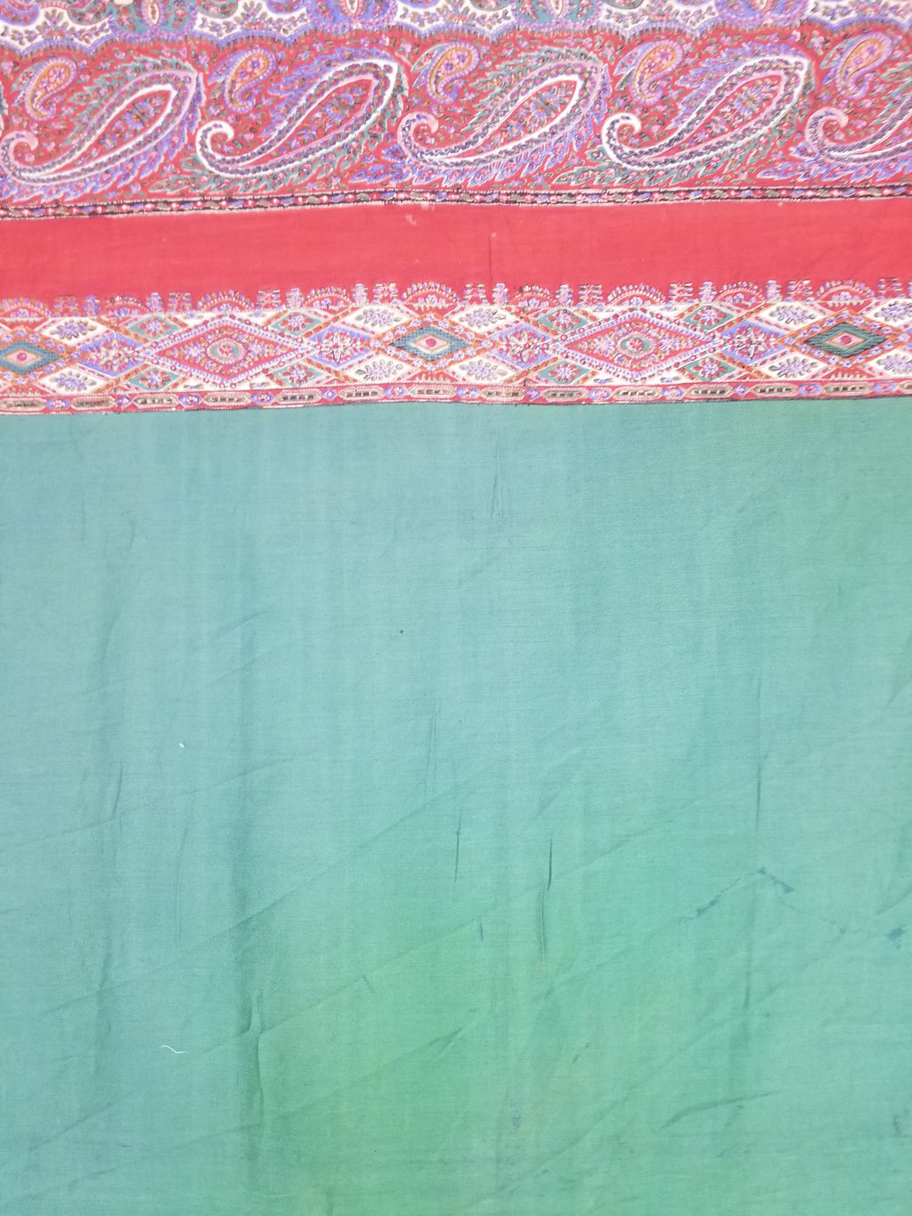 Vintage Traditional Kashmiri Handwoven Paisley Fringed Shawl 158x157cm