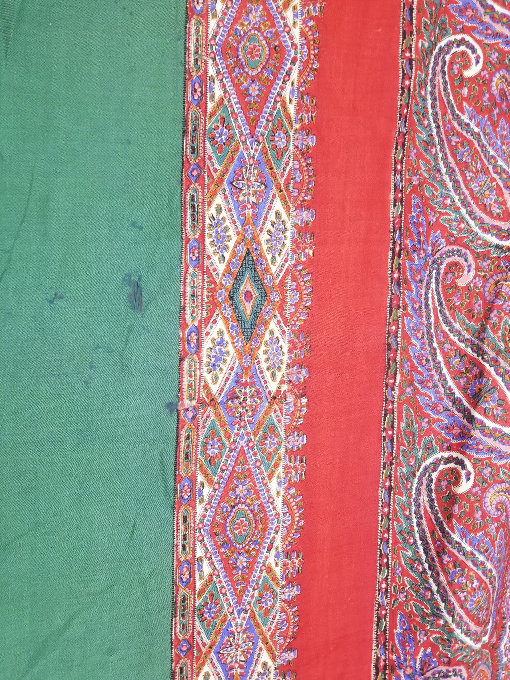 Vintage Traditional Kashmiri Handwoven Paisley Fringed Shawl 158x157cm