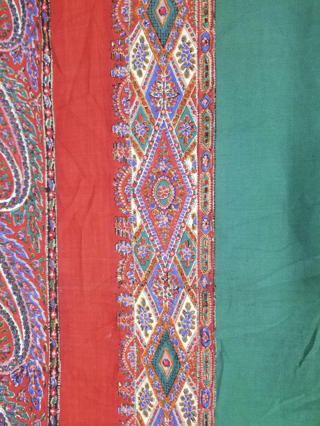 Vintage Traditional Kashmiri Handwoven Paisley Fringed Shawl 158x157cm