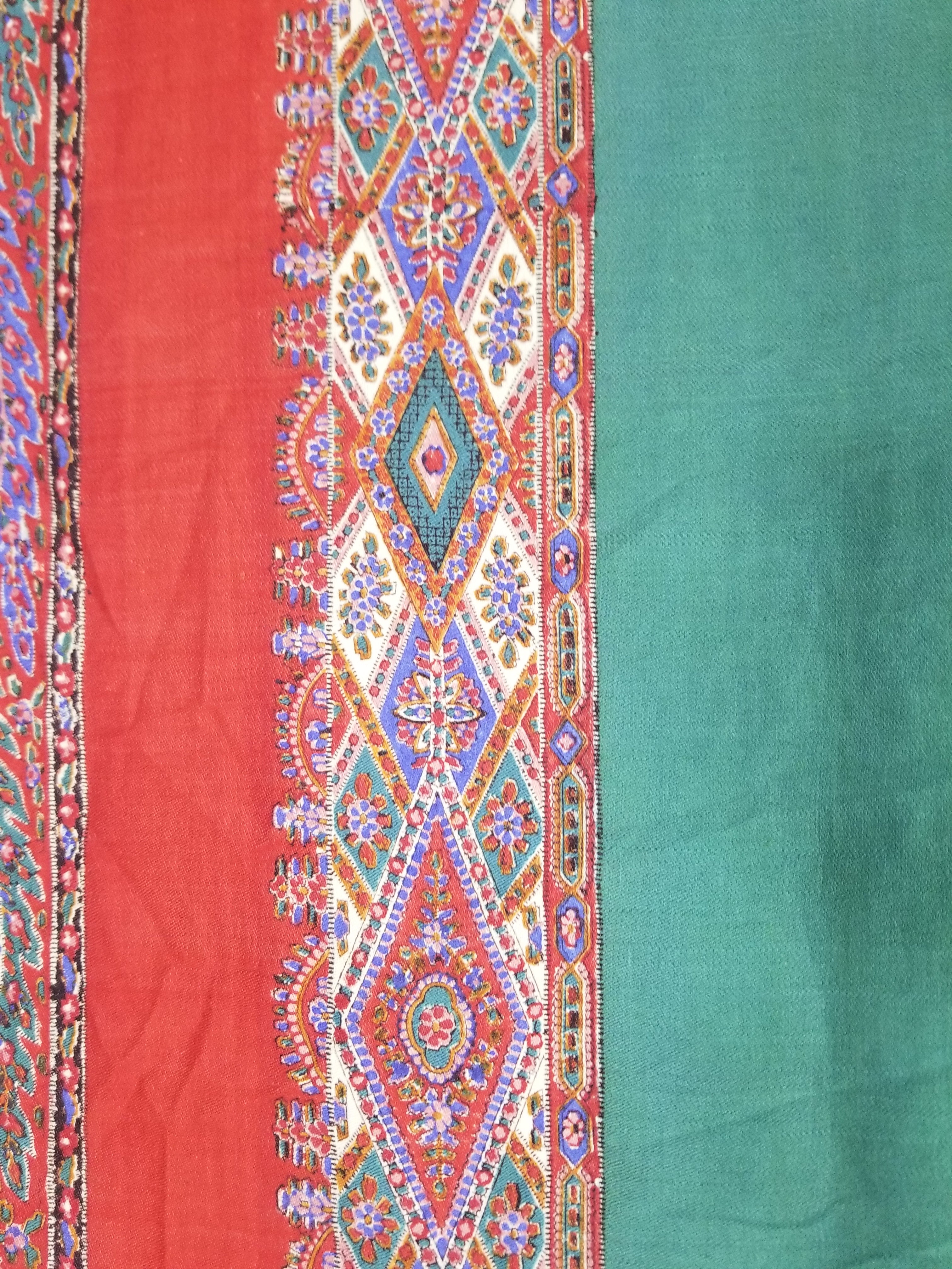 Vintage Traditional Kashmiri Handwoven Paisley Fringed Shawl 158x157cm