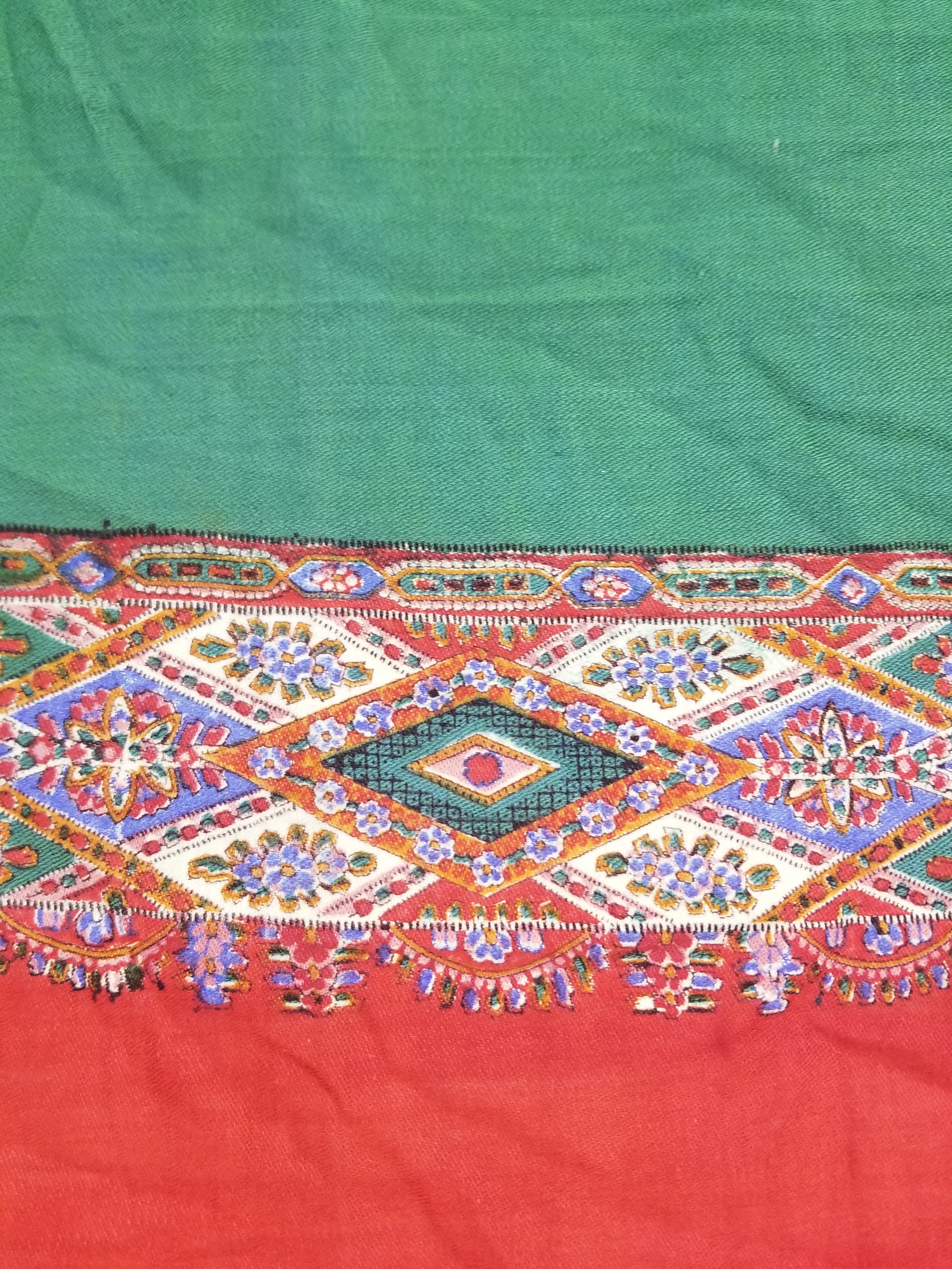 Vintage Traditional Kashmiri Handwoven Paisley Fringed Shawl 158x157cm
