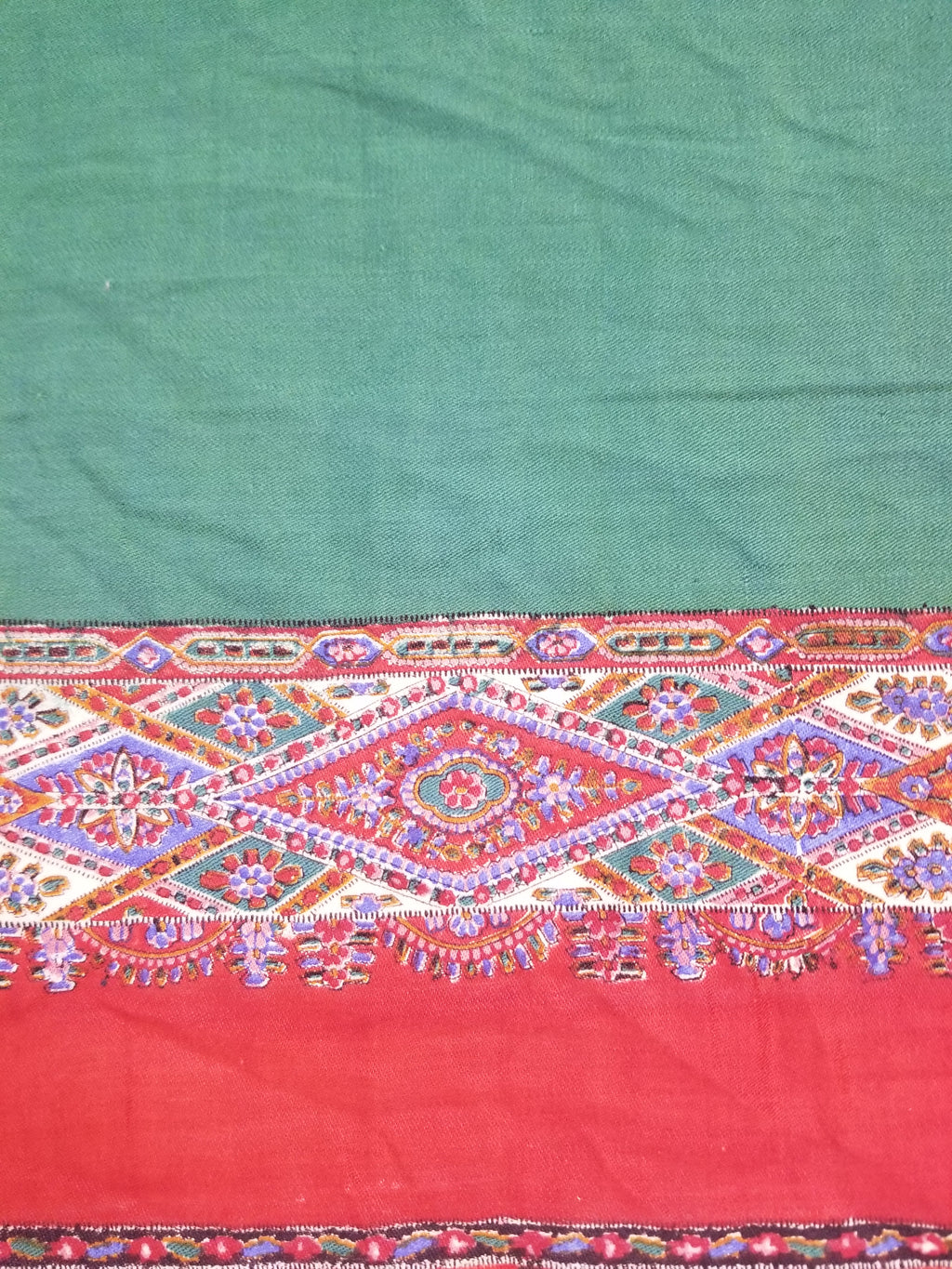 Vintage Traditional Kashmiri Handwoven Paisley Fringed Shawl 158x157cm