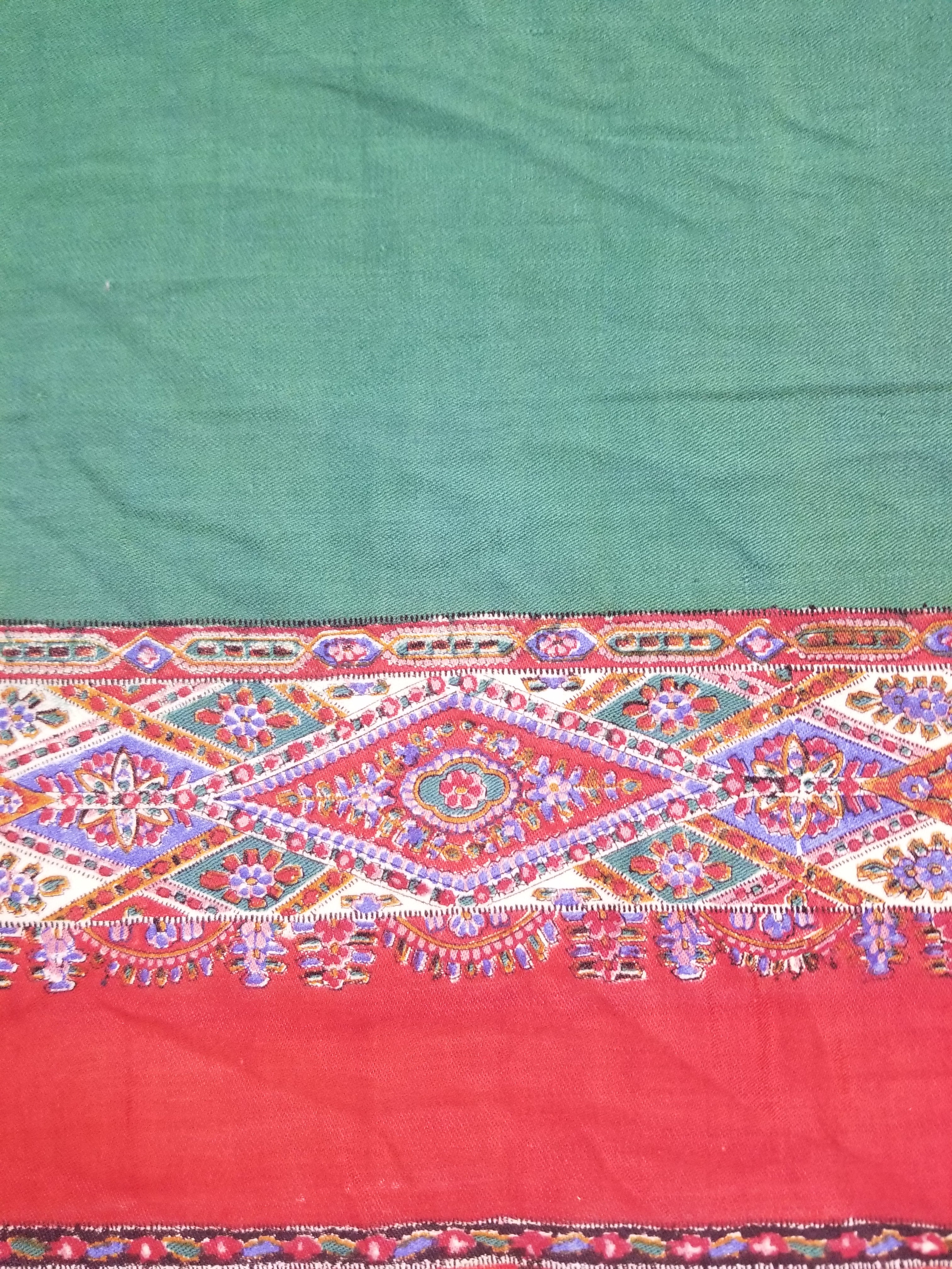Vintage Traditional Kashmiri Handwoven Paisley Fringed Shawl 158x157cm