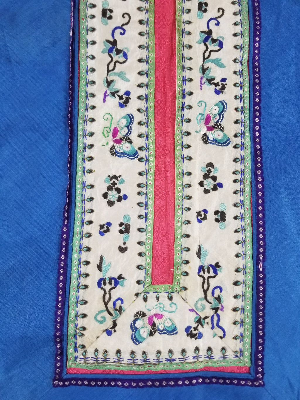 Vintage Chinese Folk Embroidered Butterfly & Floral Pleated Wrap Skirt 110x94cm