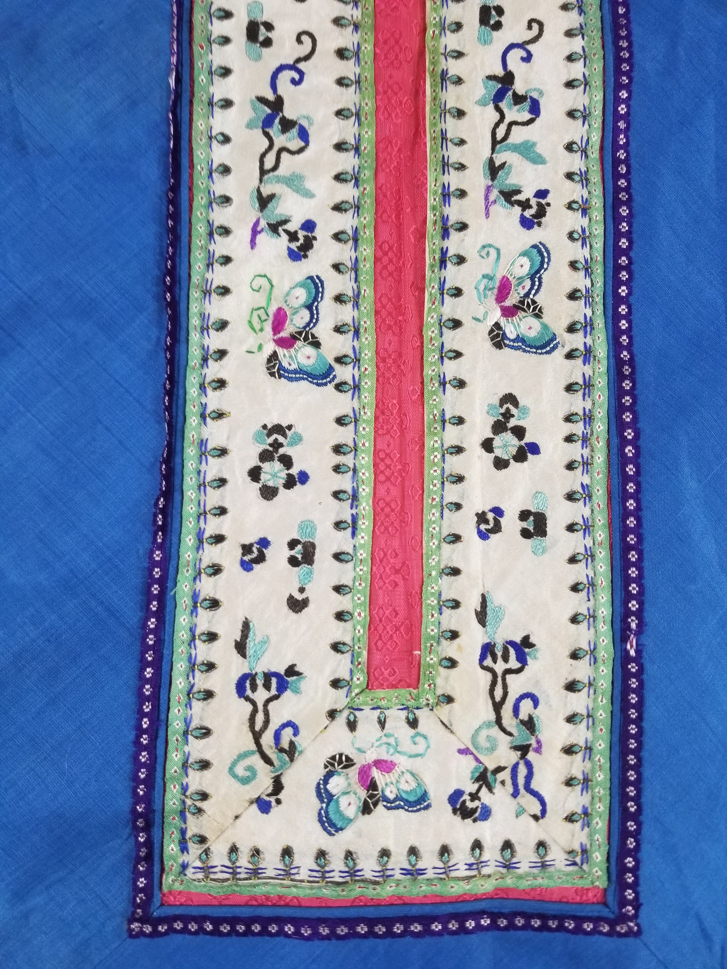 Vintage Chinese Folk Embroidered Butterfly & Floral Pleated Wrap Skirt 110x94cm