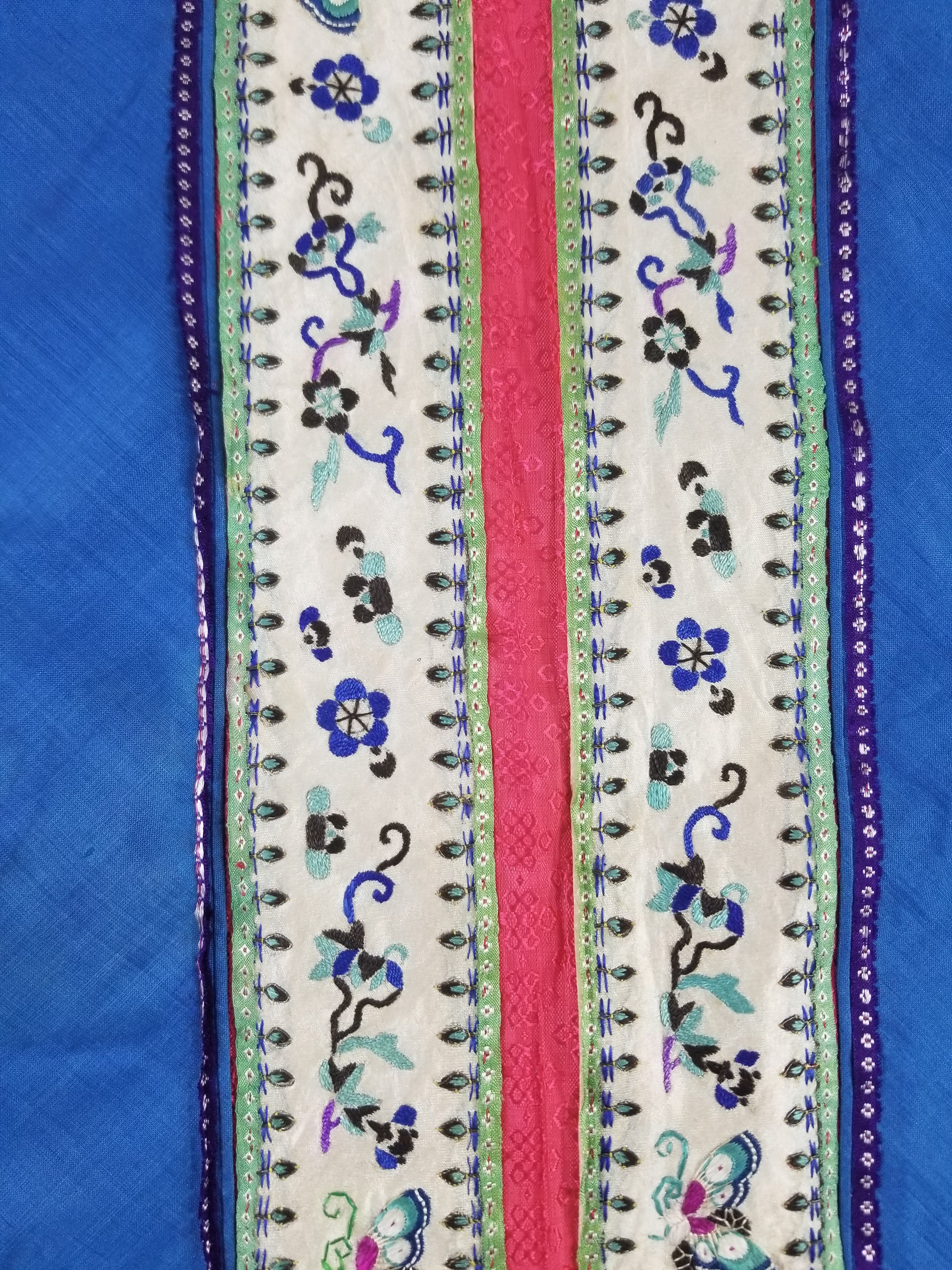 Vintage Chinese Folk Embroidered Butterfly & Floral Pleated Wrap Skirt 110x94cm