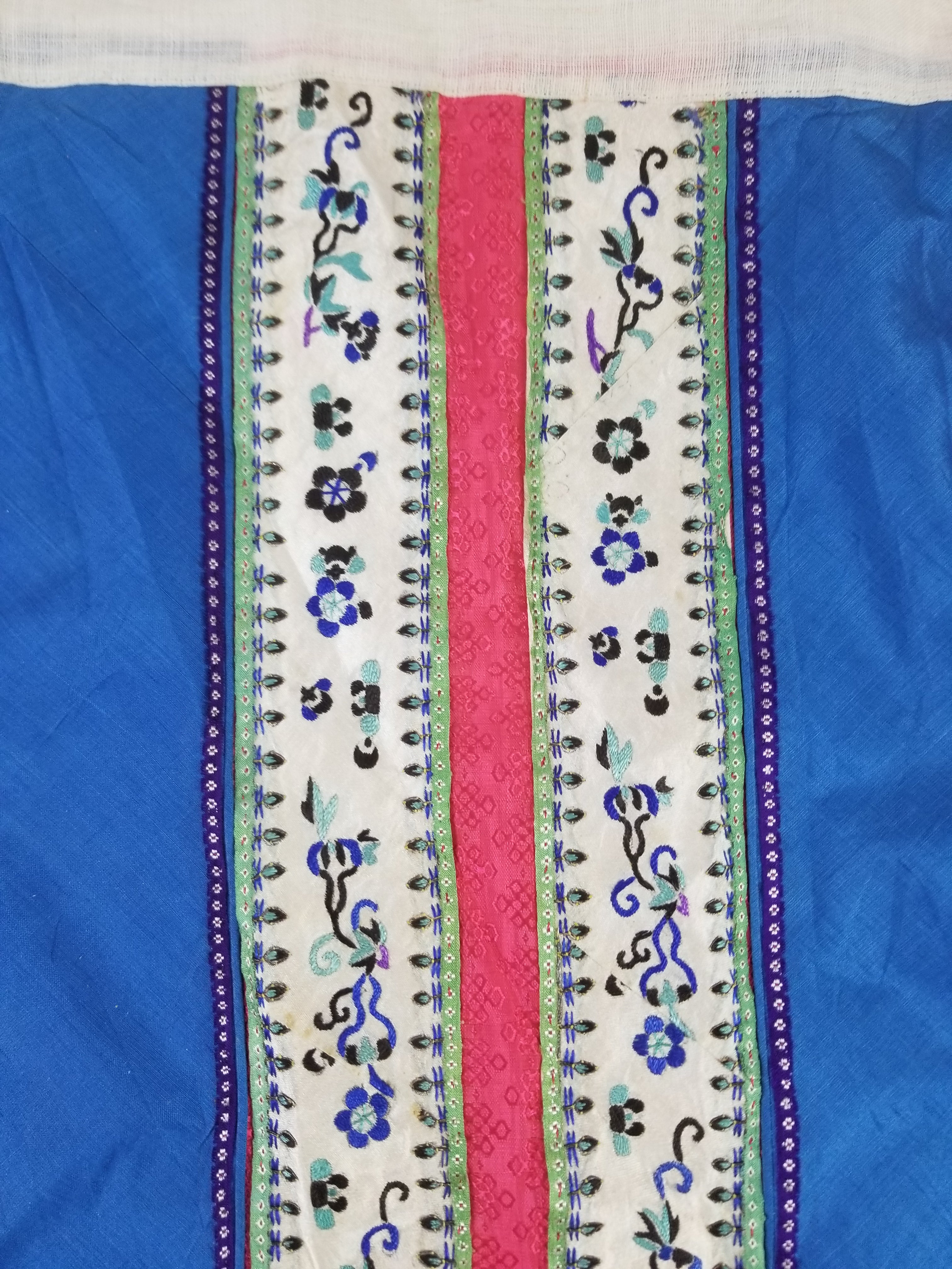 Vintage Chinese Folk Embroidered Butterfly & Floral Pleated Wrap Skirt 110x94cm