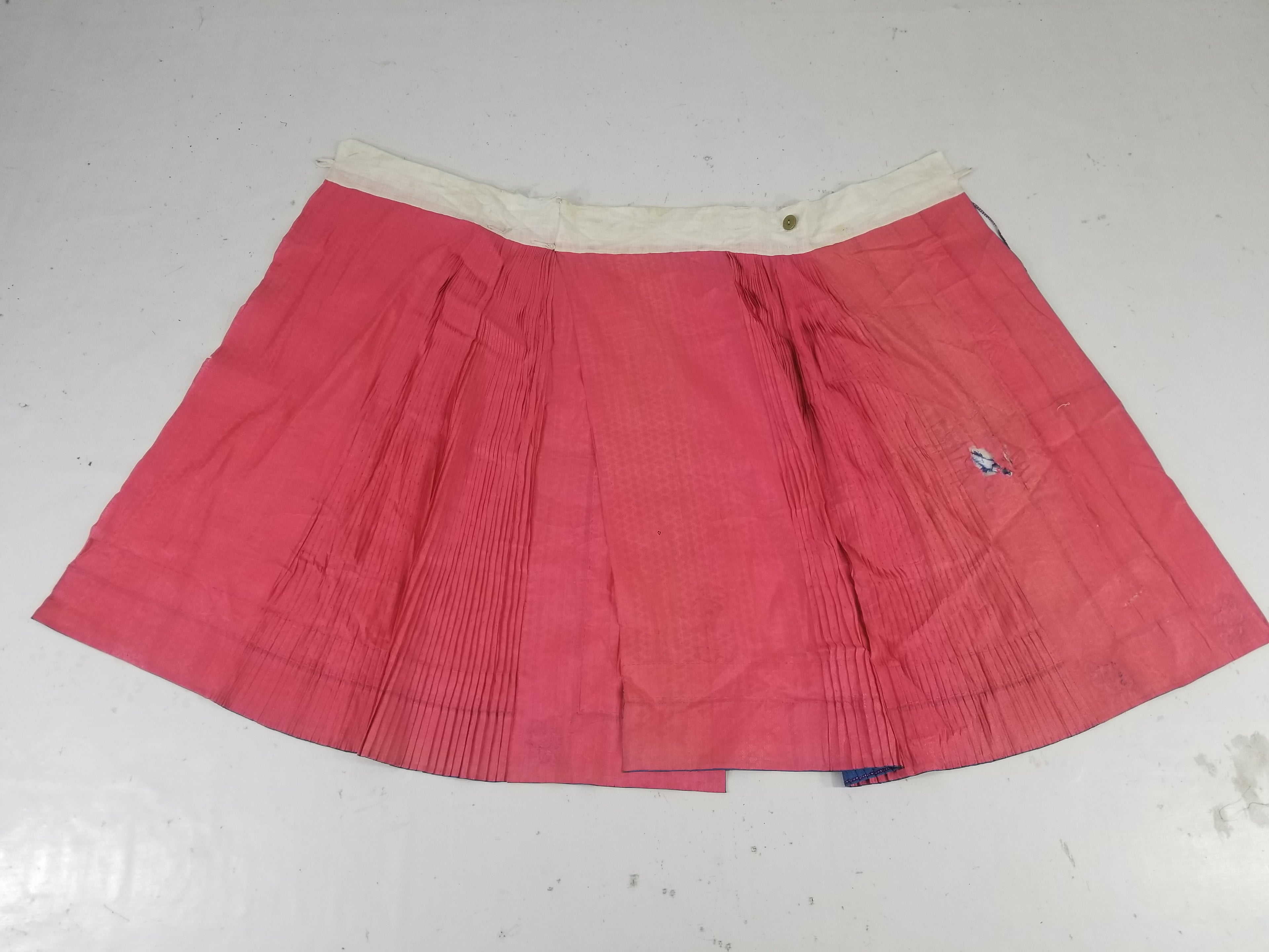 Vintage Chinese Folk Embroidered Butterfly & Floral Pleated Wrap Skirt 110x94cm