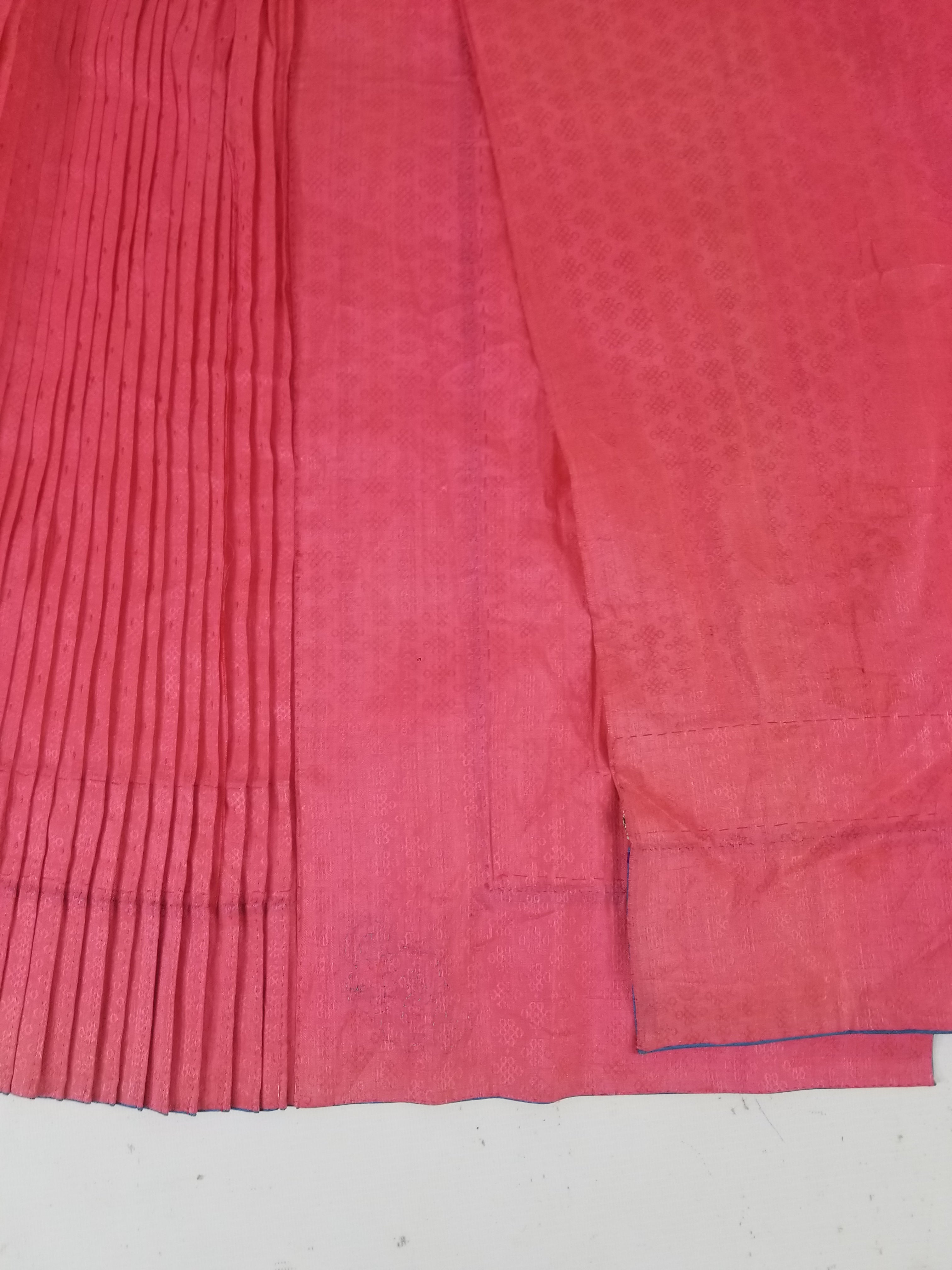Vintage Chinese Folk Embroidered Butterfly & Floral Pleated Wrap Skirt 110x94cm