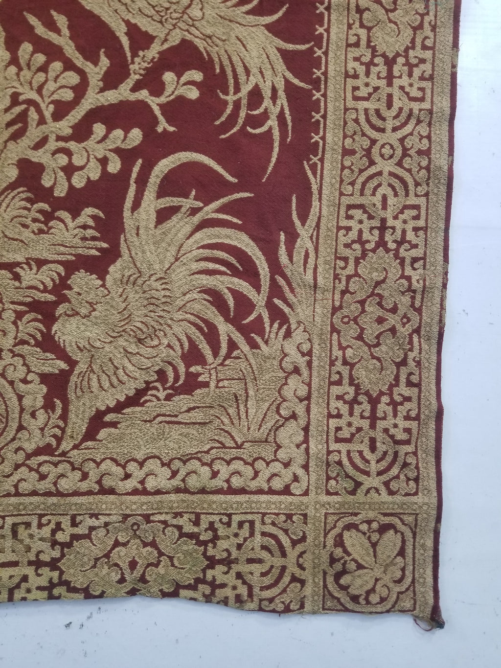 Vintage Traditional Chinese Mythical Bird Handwoven Reversible Tapestry 270x122cm