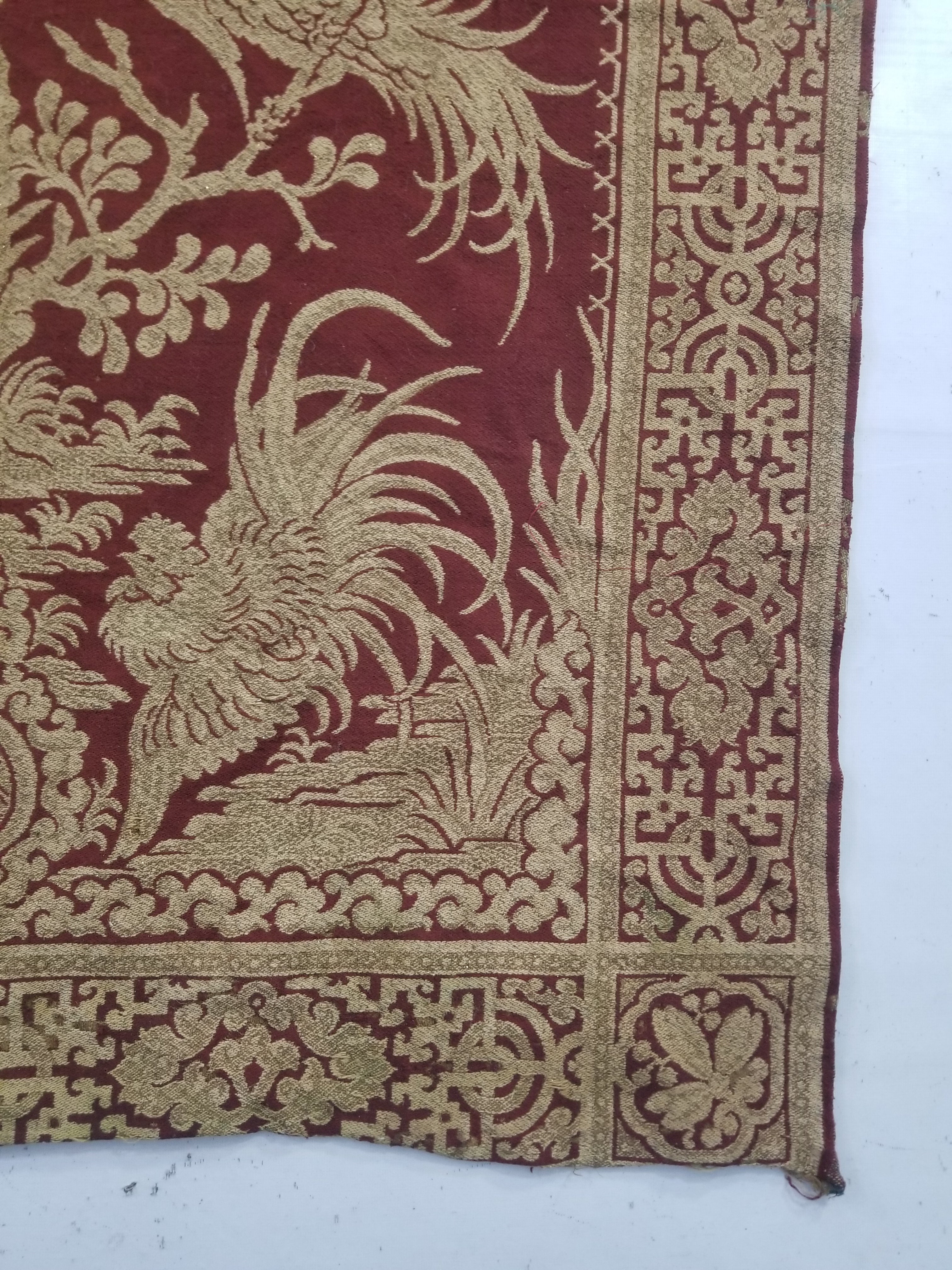 Vintage Traditional Chinese Mythical Bird Handwoven Reversible Tapestry 270x122cm
