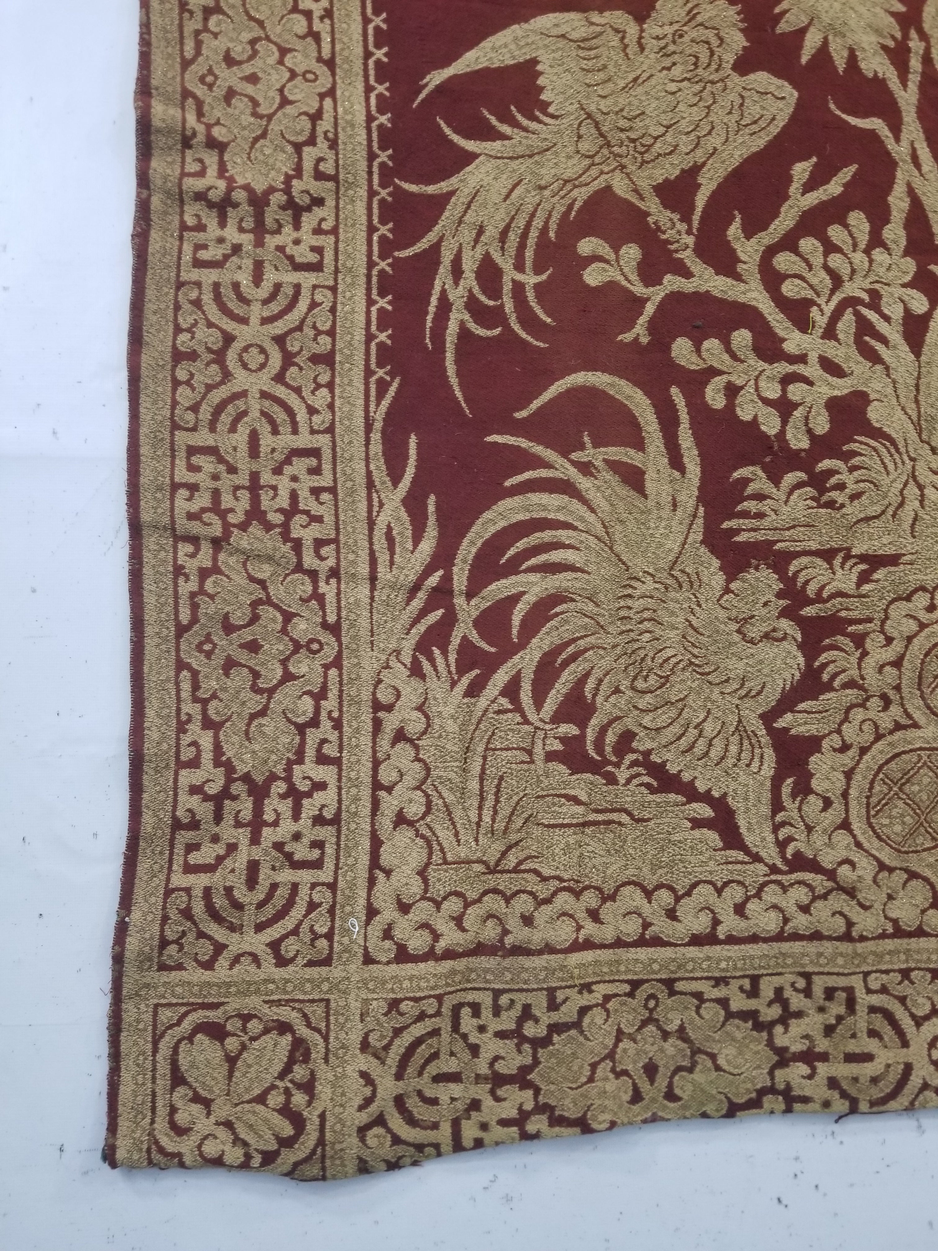 Vintage Traditional Chinese Mythical Bird Handwoven Reversible Tapestry 270x122cm