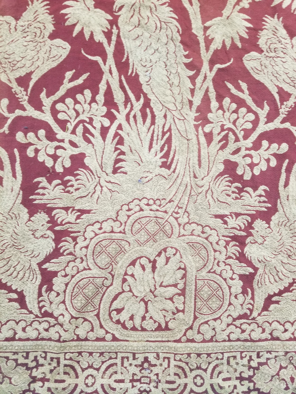 Vintage Traditional Chinese Mythical Bird Handwoven Reversible Tapestry 270x122cm