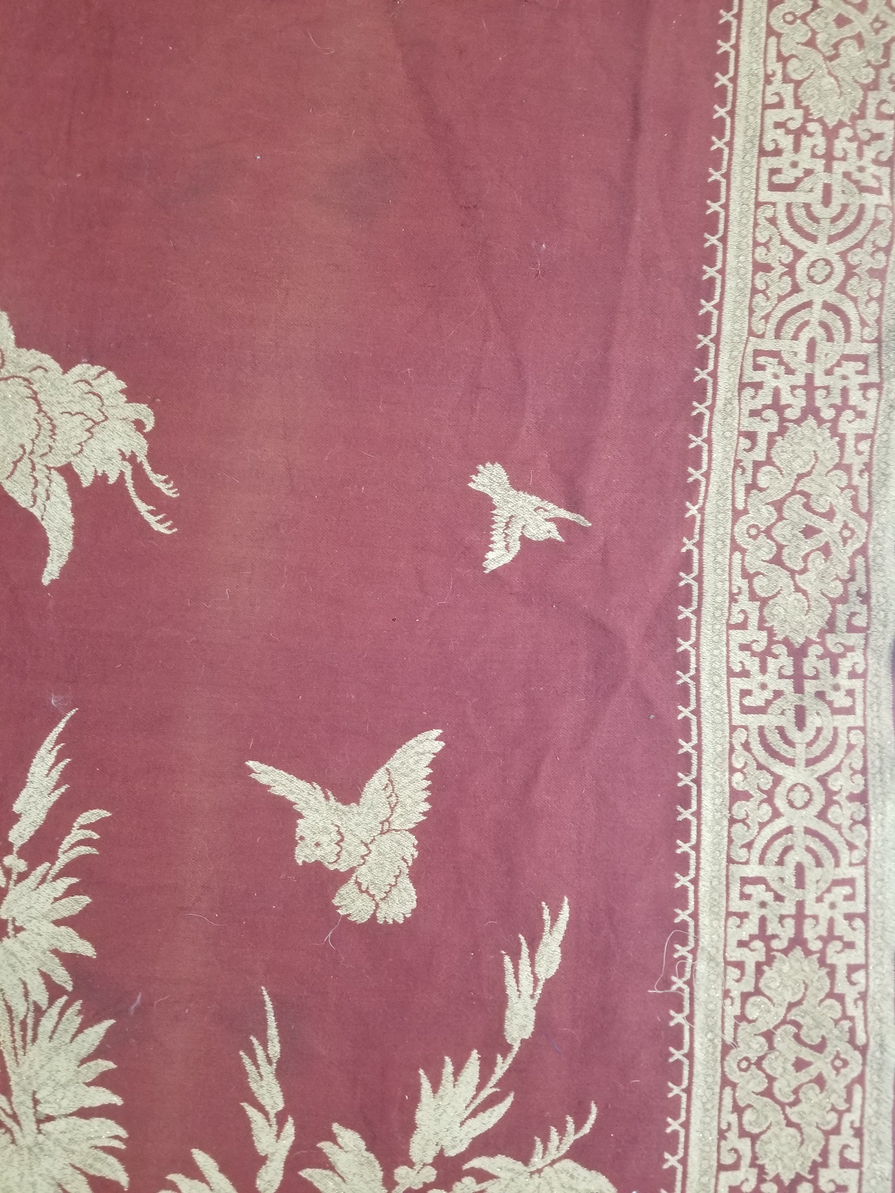 Vintage Traditional Chinese Mythical Bird Handwoven Reversible Tapestry 270x122cm