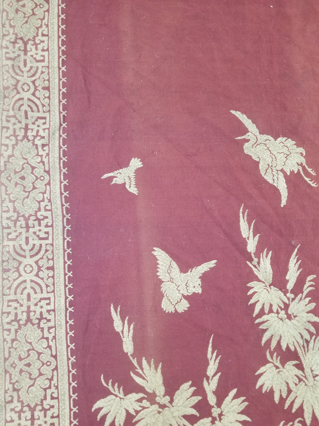 Vintage Traditional Chinese Mythical Bird Handwoven Reversible Tapestry 270x122cm
