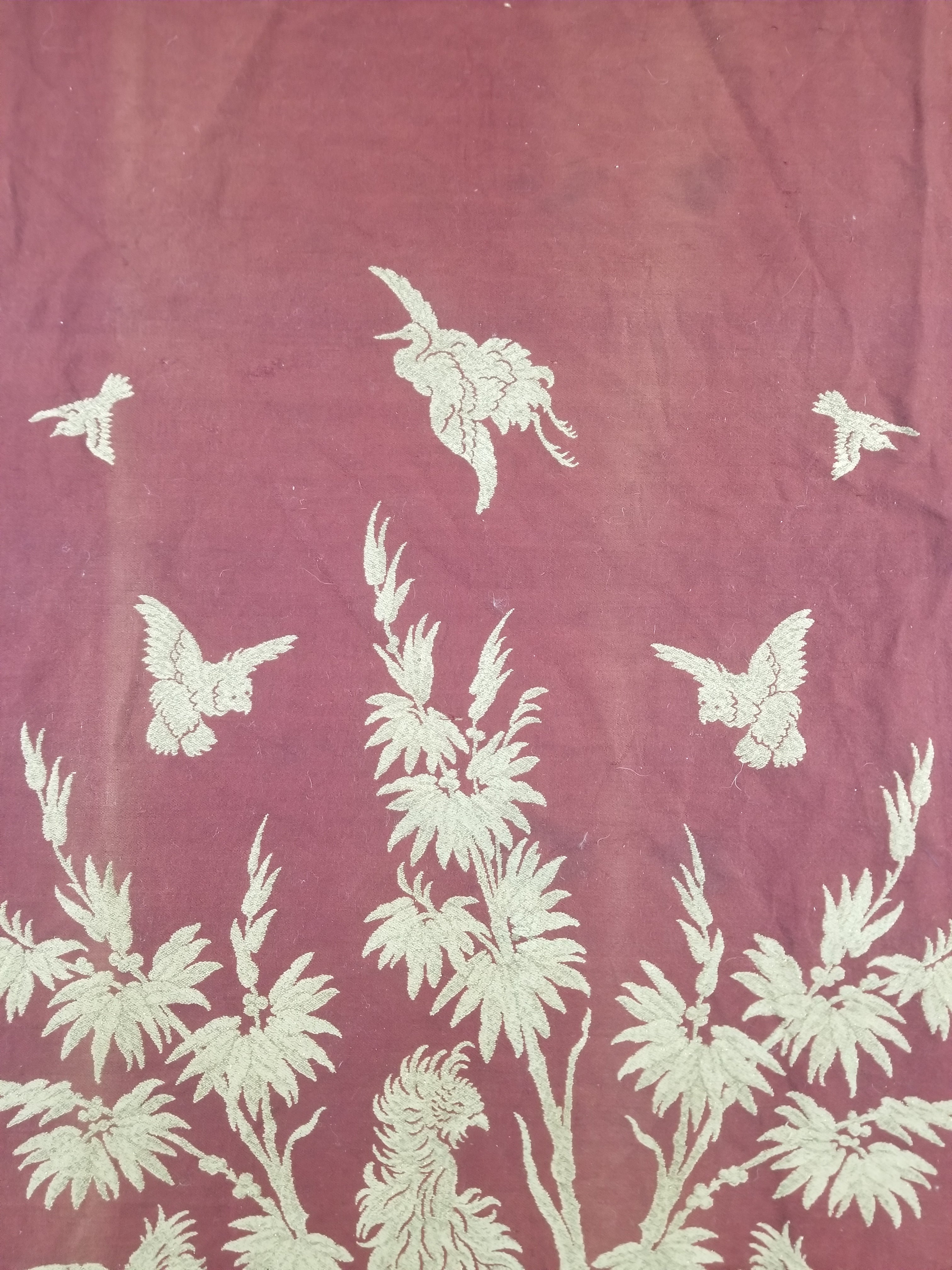 Vintage Traditional Chinese Mythical Bird Handwoven Reversible Tapestry 270x122cm