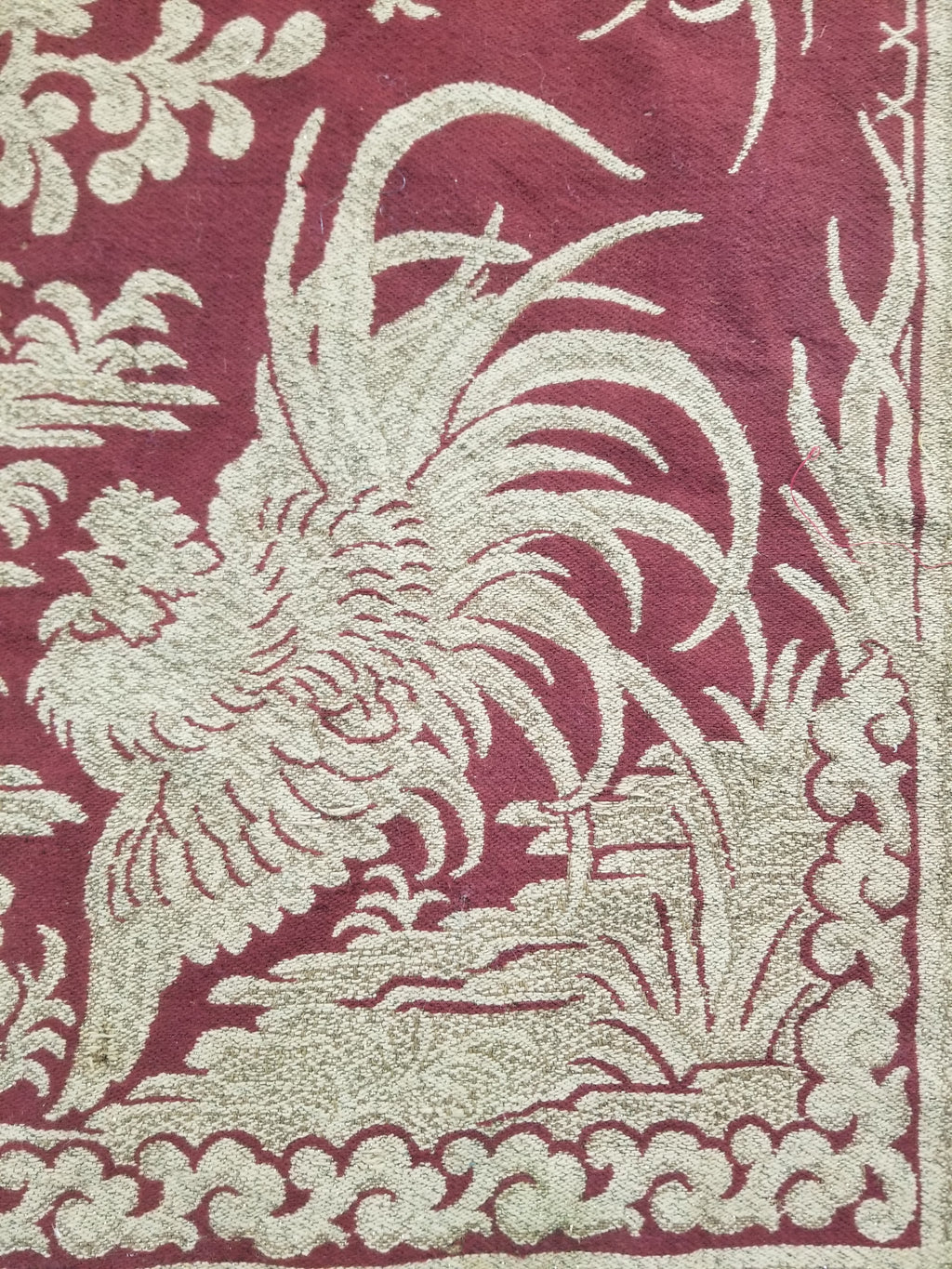 Vintage Traditional Chinese Mythical Bird Handwoven Reversible Tapestry 270x122cm