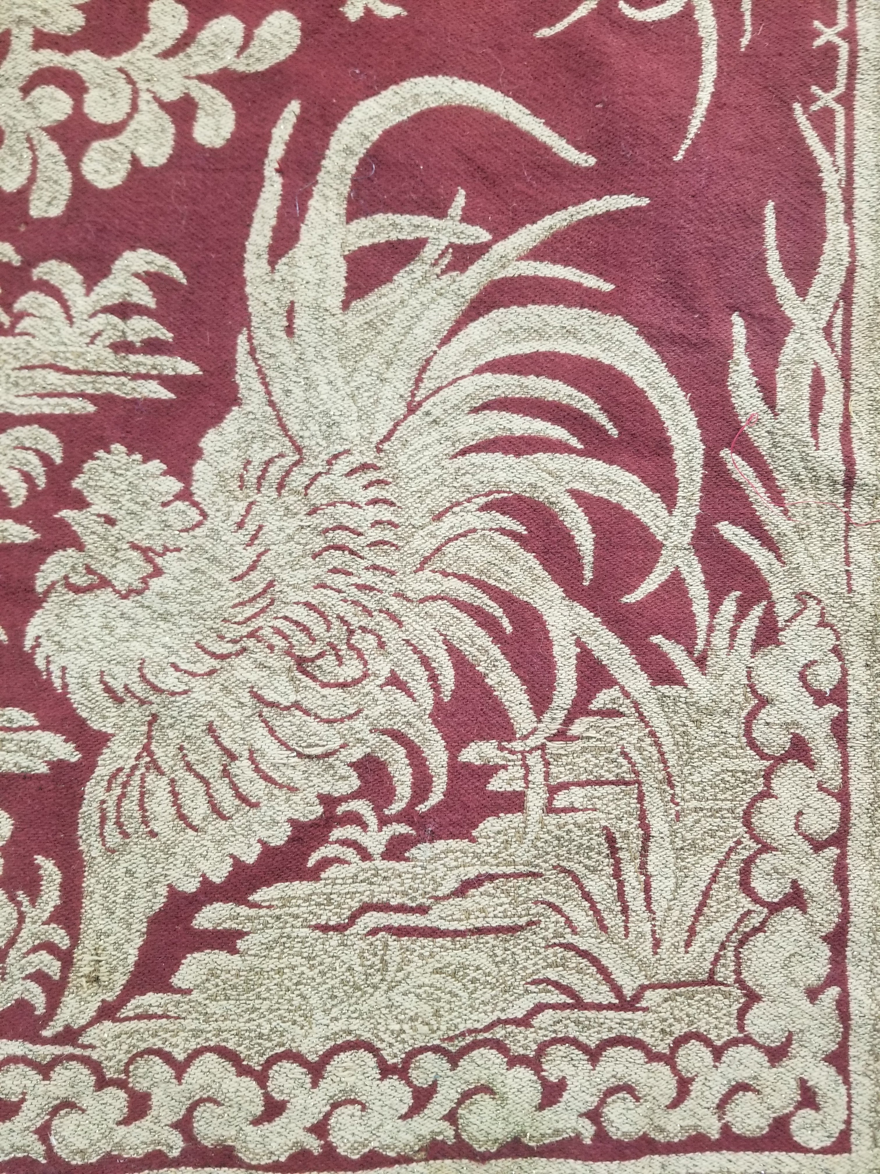 Vintage Traditional Chinese Mythical Bird Handwoven Reversible Tapestry 270x122cm