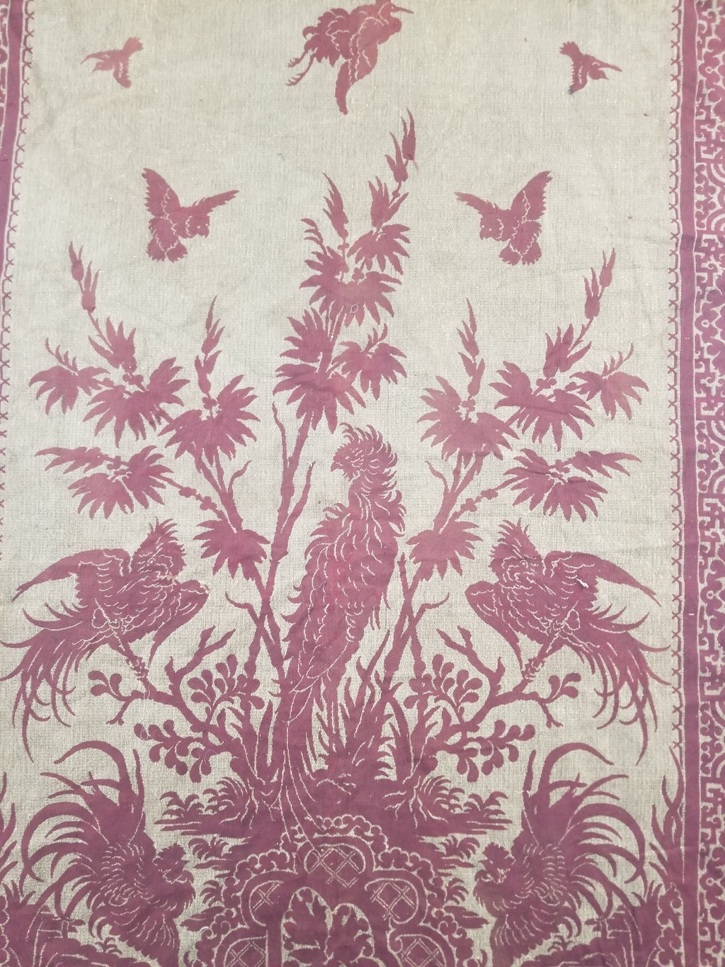 Vintage Traditional Chinese Mythical Bird Handwoven Reversible Tapestry 270x122cm