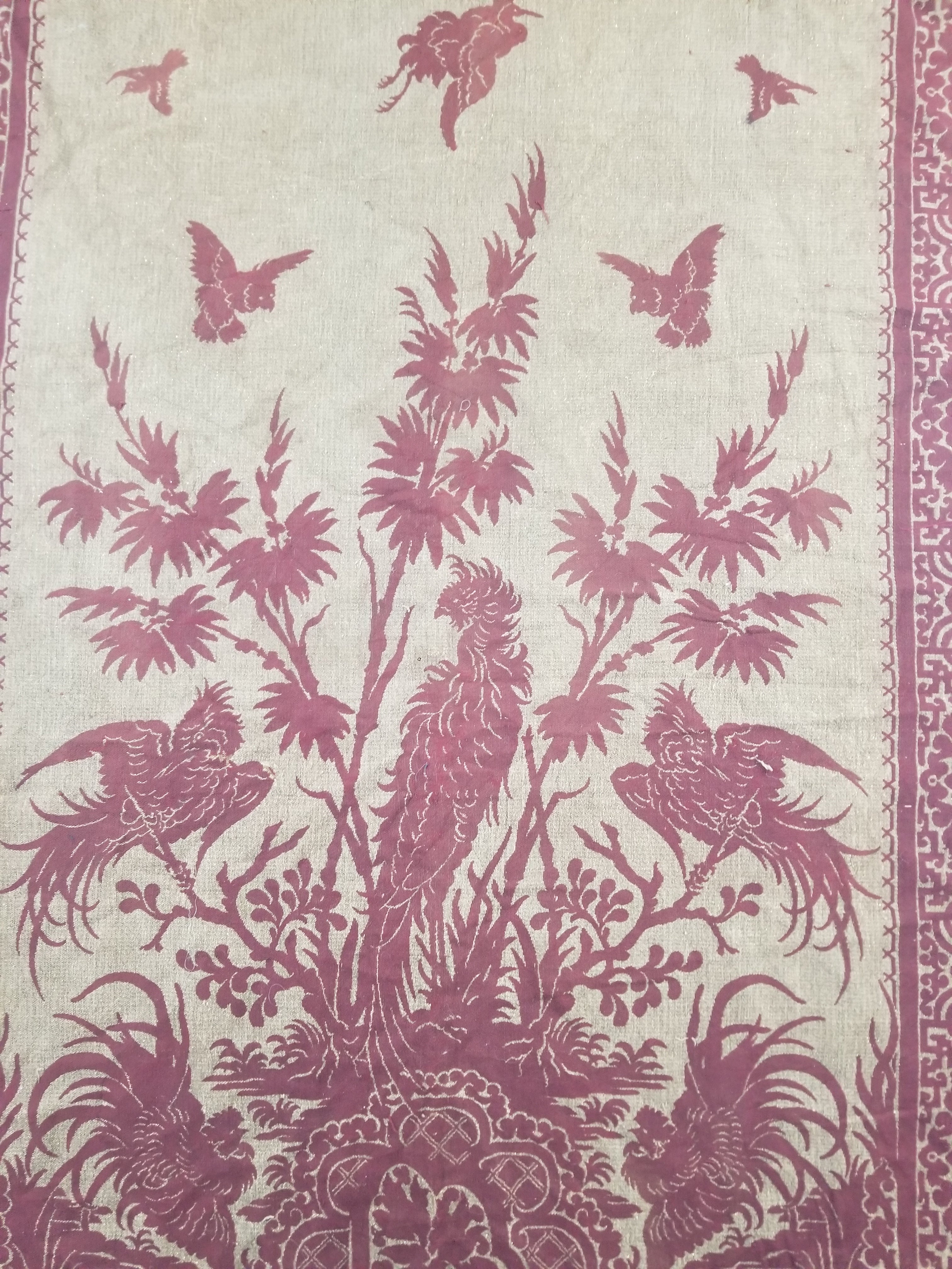 Vintage Traditional Chinese Mythical Bird Handwoven Reversible Tapestry 270x122cm