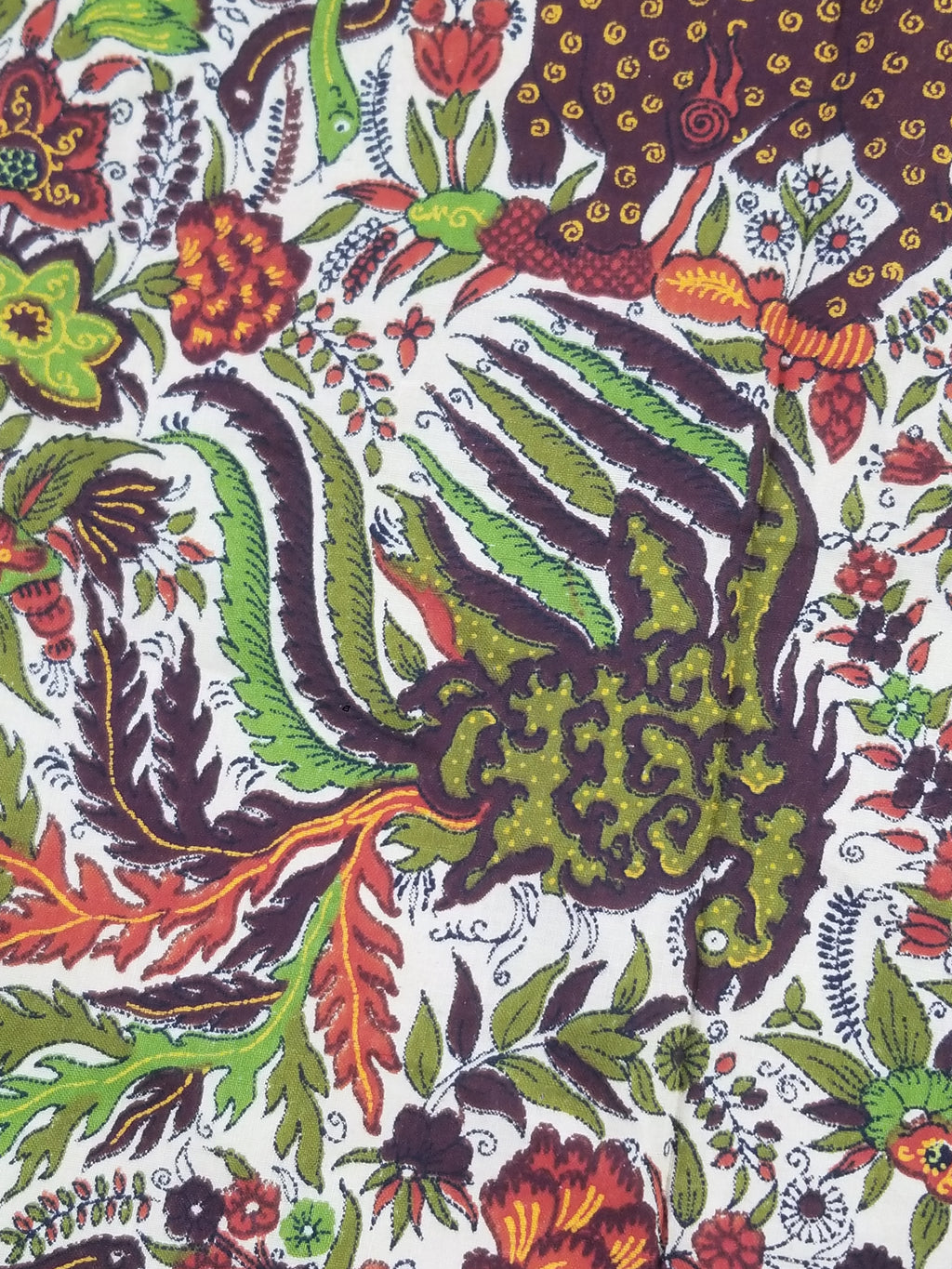 Vintage Chinese Floral & Wildlife Block Printed Wall Hanging  175x116cm