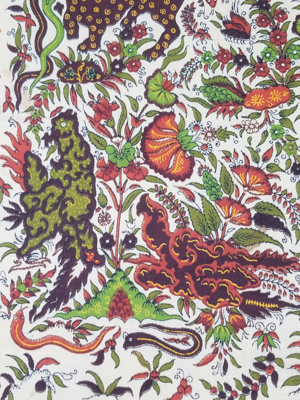 Vintage Chinese Floral & Wildlife Block Printed Wall Hanging  175x116cm
