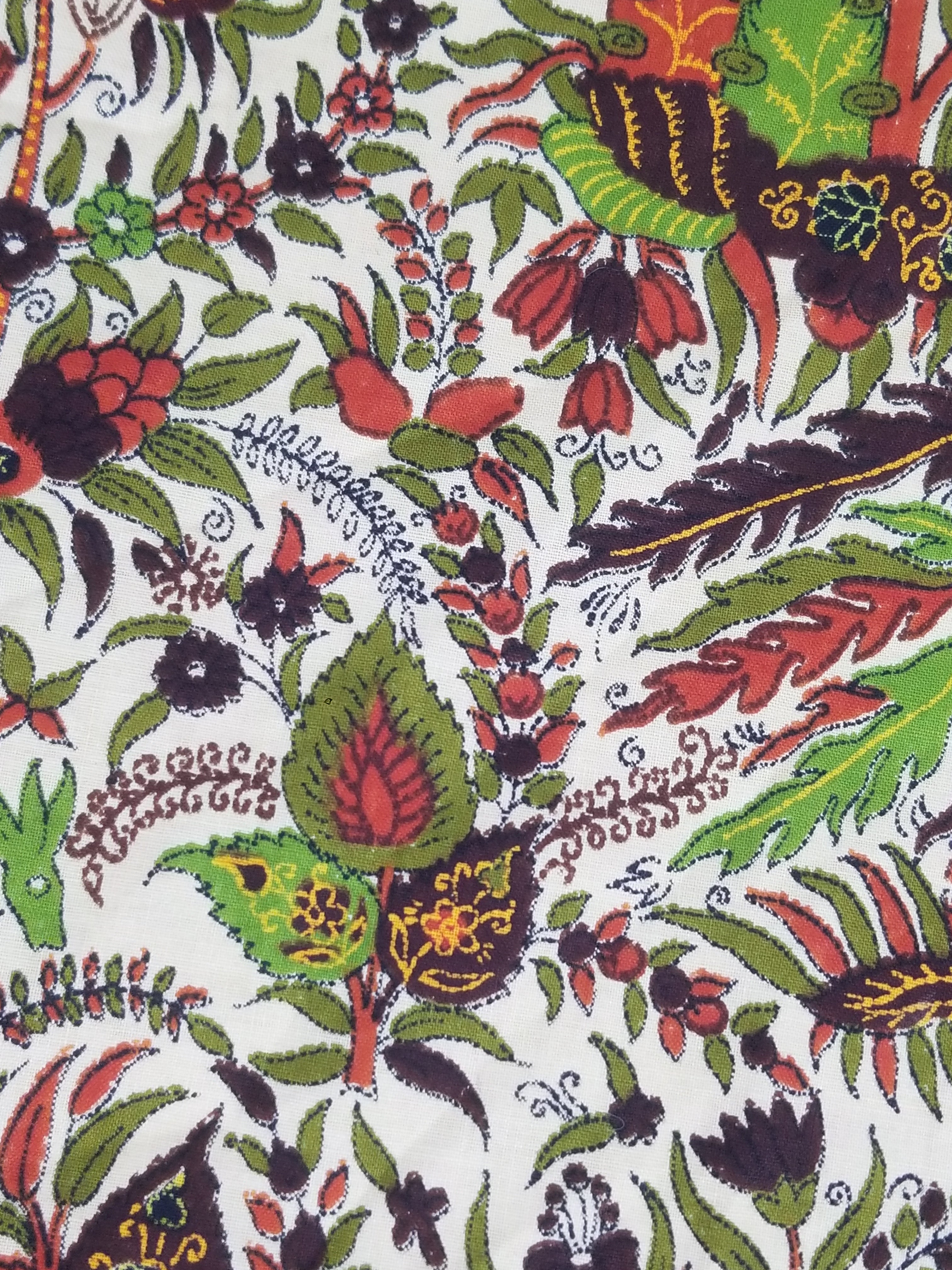 Vintage Chinese Floral & Wildlife Block Printed Wall Hanging  175x116cm