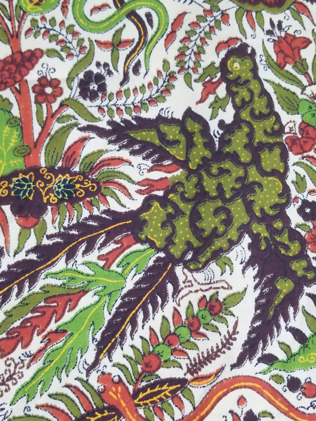 Vintage Chinese Floral & Wildlife Block Printed Wall Hanging  175x116cm