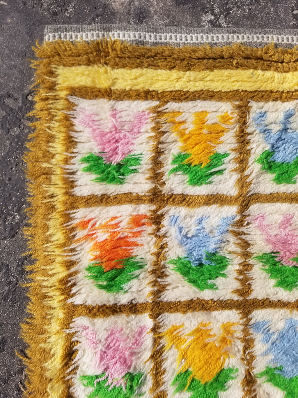 Vintage Traditional Handmade Swedish Rya Shaggy Wool Rug 122x59cm