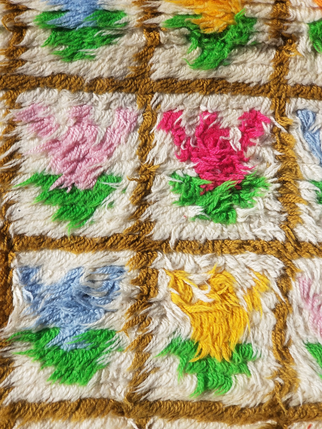 Vintage Traditional Handmade Swedish Rya Shaggy Wool Rug 122x59cm