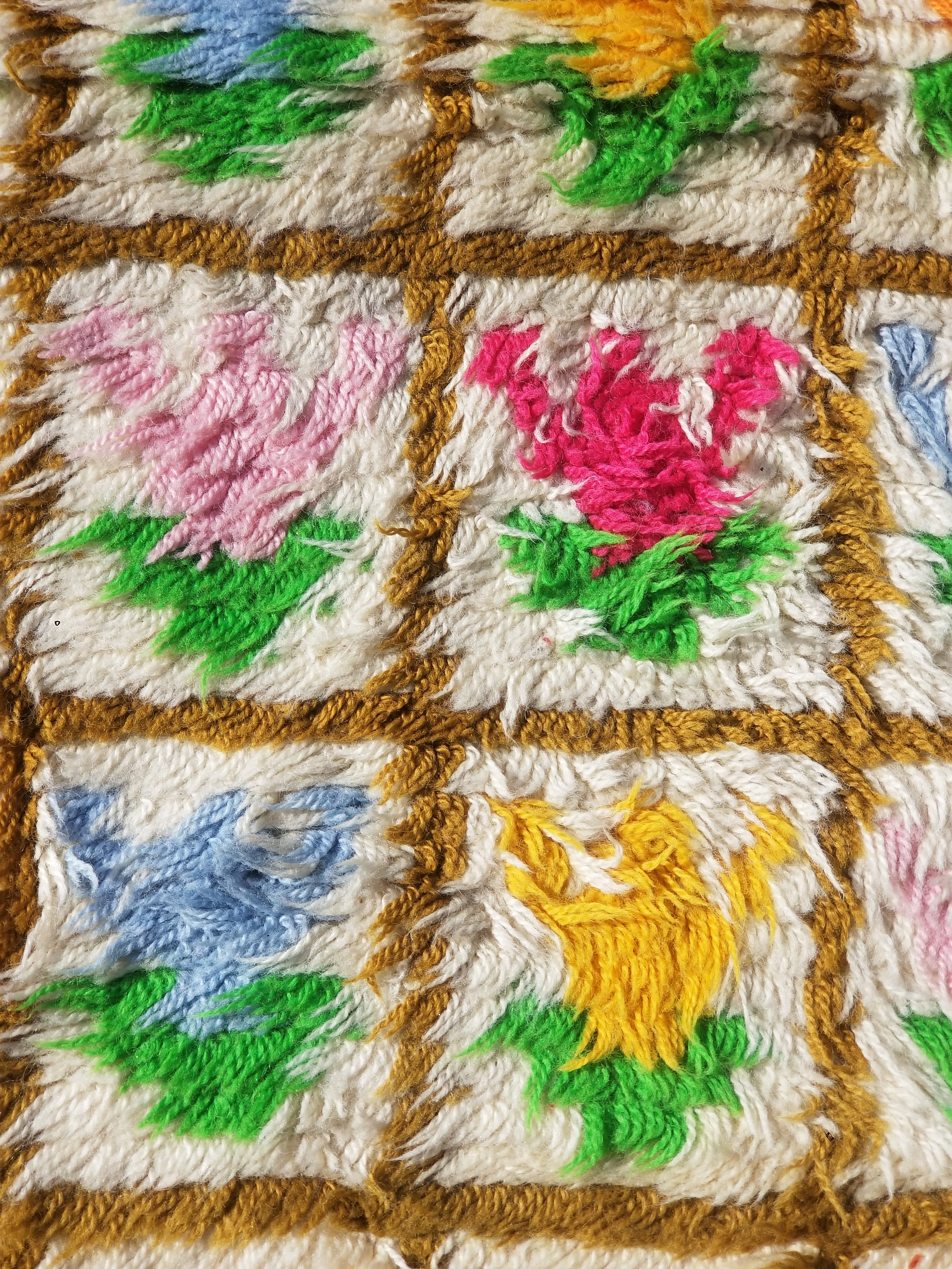 Vintage Traditional Handmade Swedish Rya Shaggy Wool Rug 122x59cm