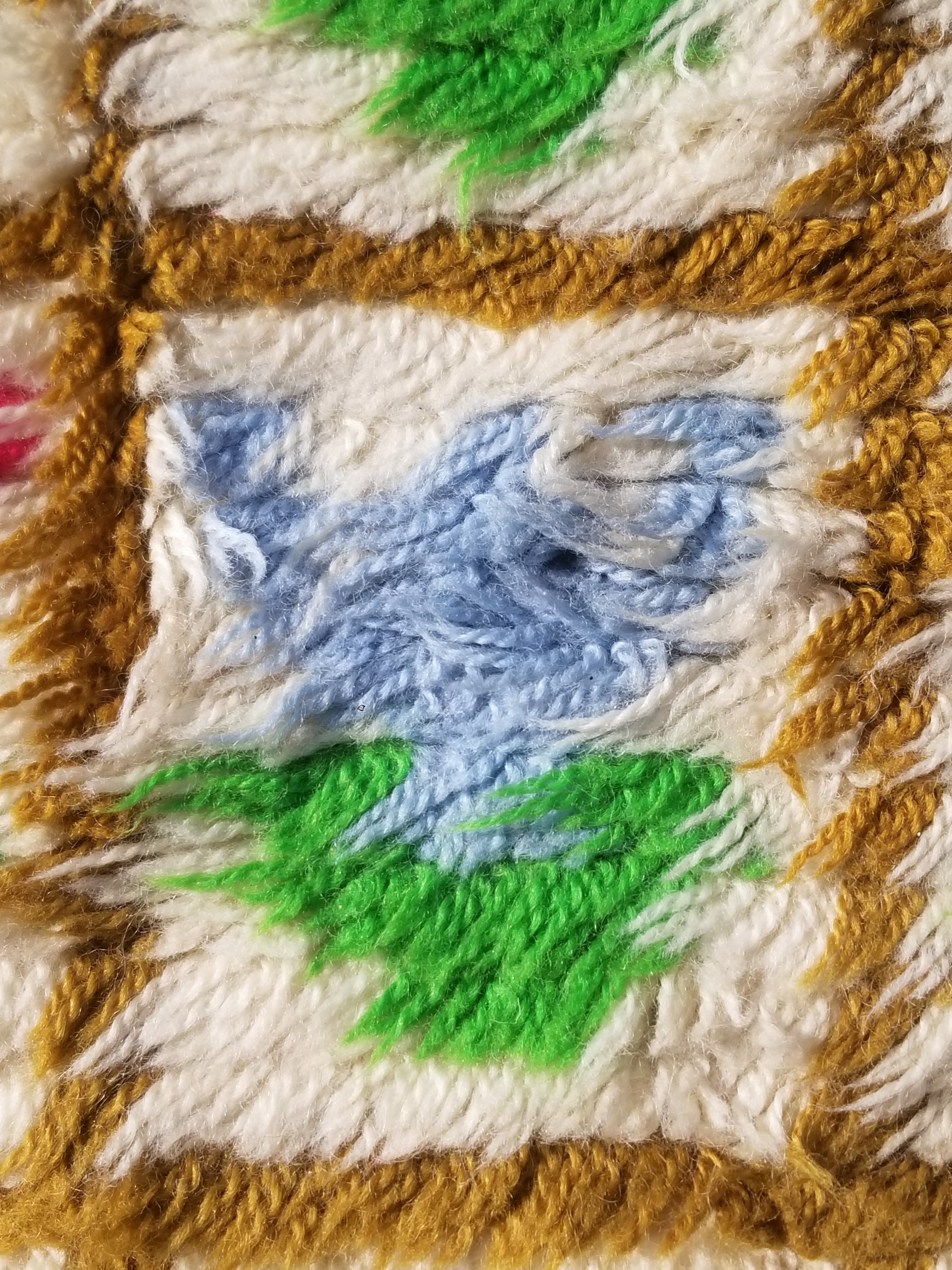Vintage Traditional Handmade Swedish Rya Shaggy Wool Rug 122x59cm