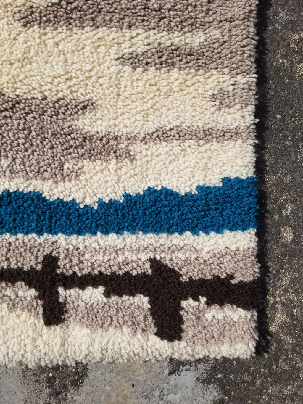 Vintage Traditional Handmade Scandinavian Rya Shaggy Wool Tapestry Rug 78x48cm