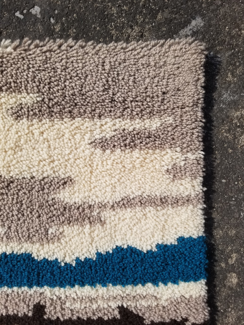 Vintage Traditional Handmade Scandinavian Rya Shaggy Wool Tapestry Rug 78x48cm
