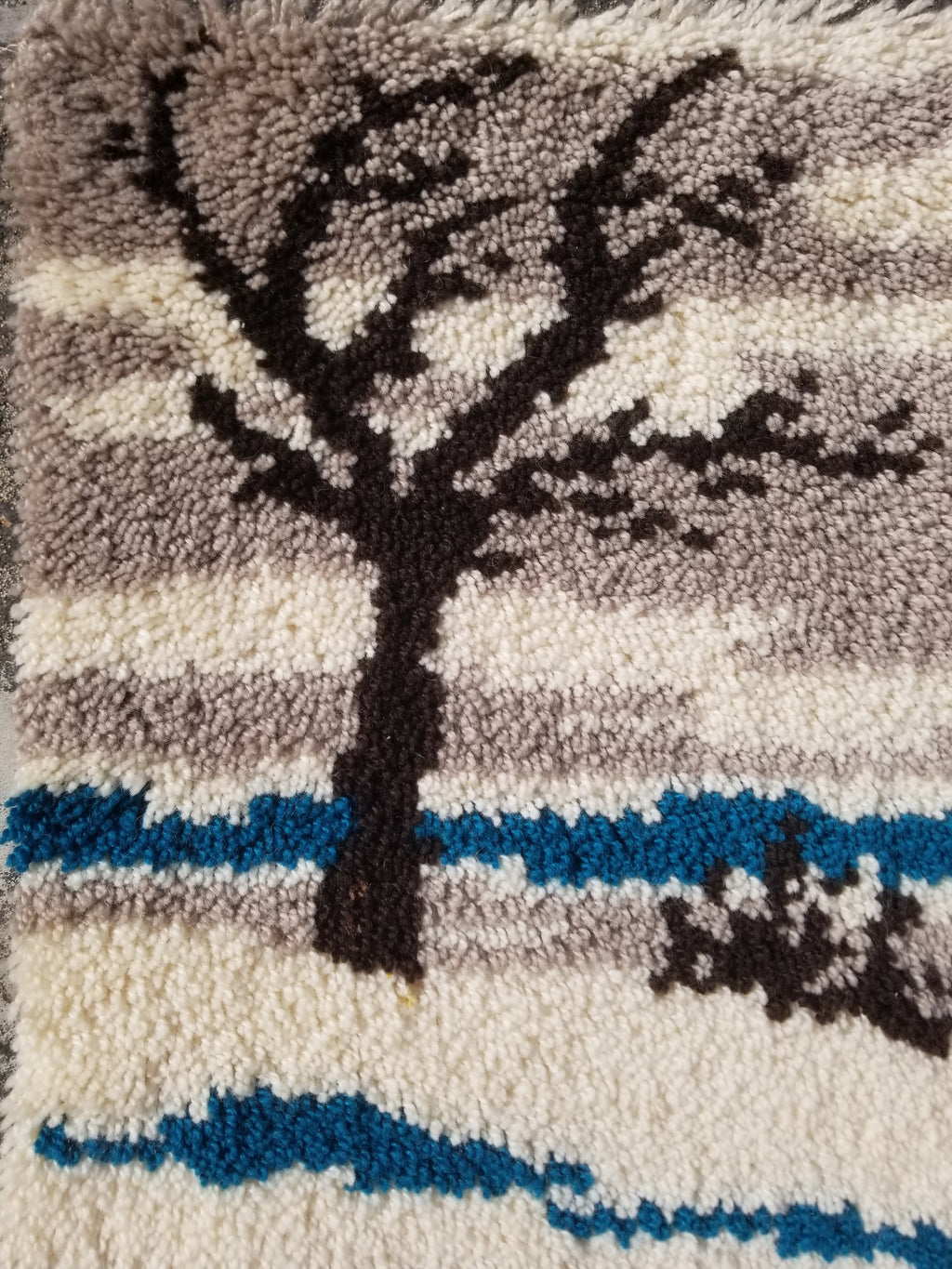 Vintage Traditional Handmade Scandinavian Rya Shaggy Wool Tapestry Rug 78x48cm