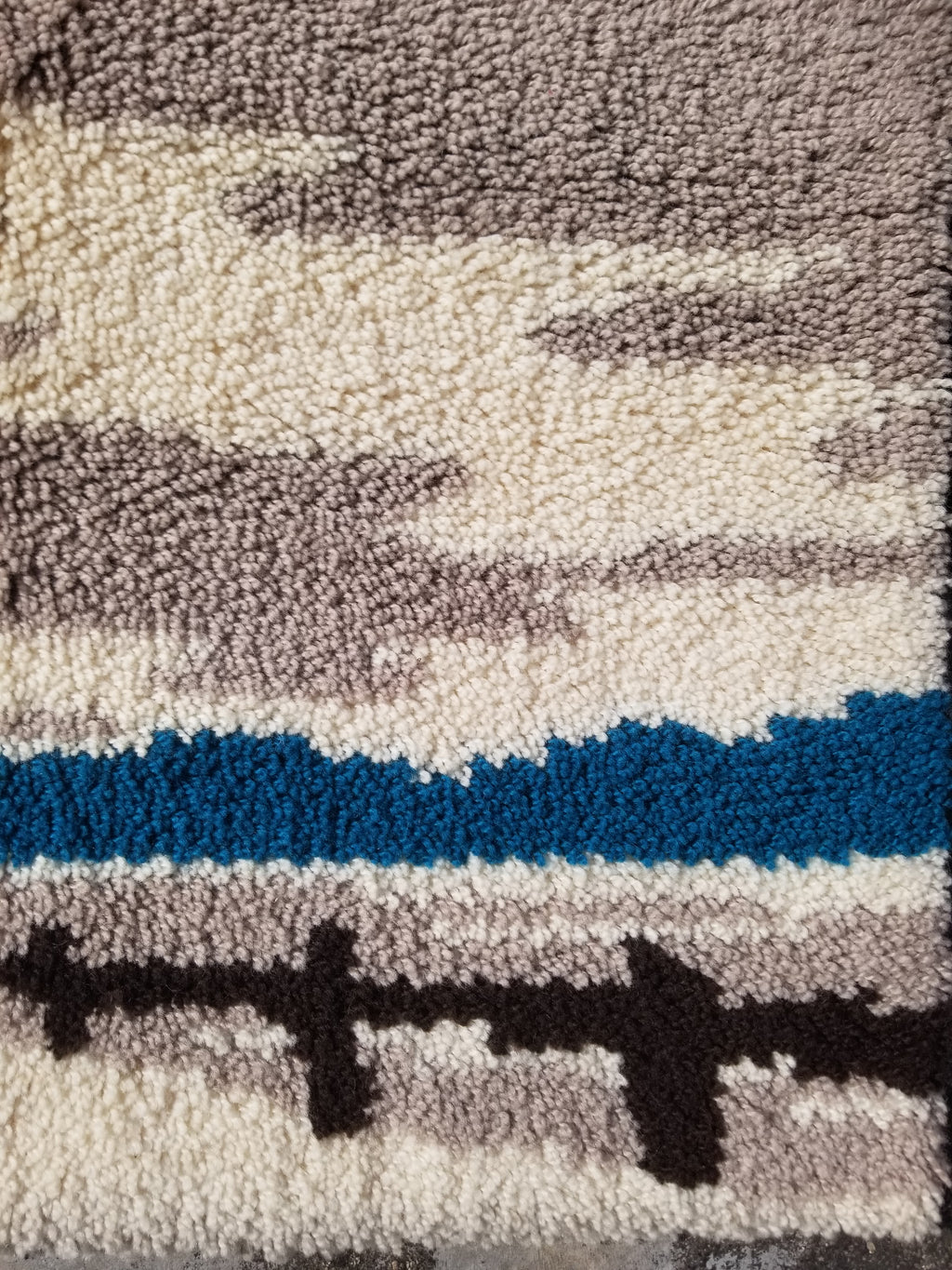 Vintage Traditional Handmade Scandinavian Rya Shaggy Wool Tapestry Rug 78x48cm