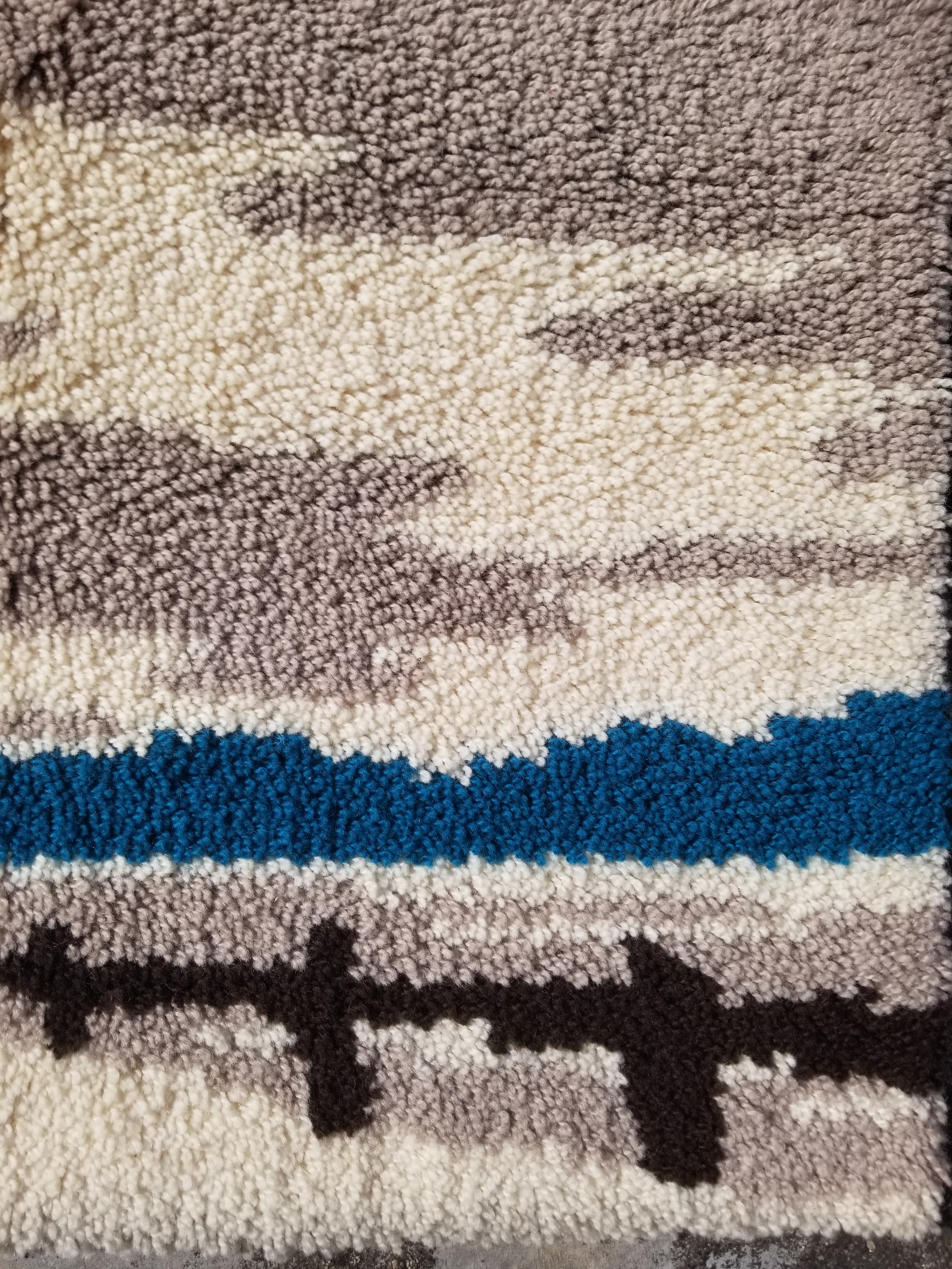 Vintage Traditional Handmade Scandinavian Rya Shaggy Wool Tapestry Rug 78x48cm