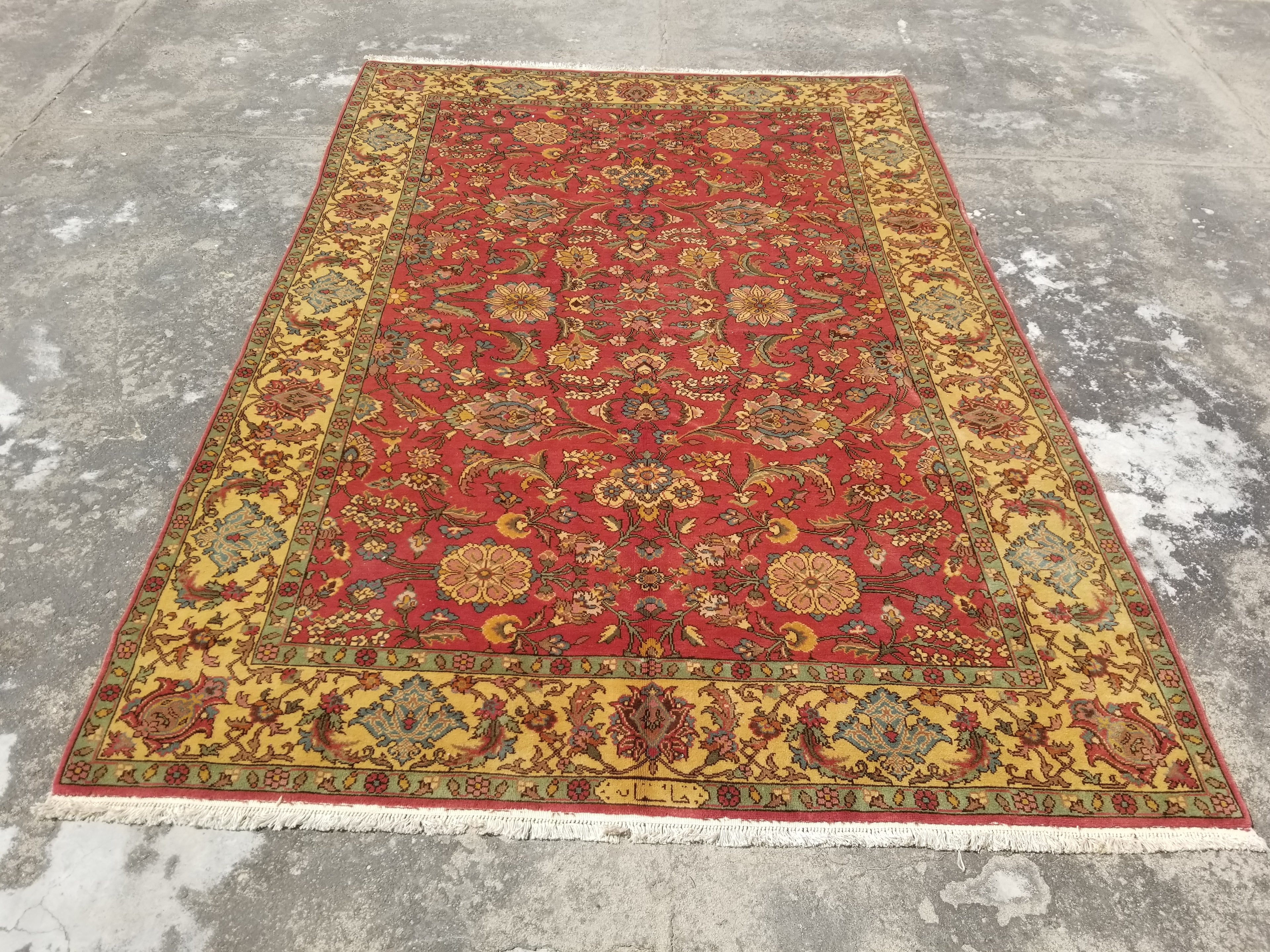 Vintage Traditional Handmade Kashan Wool Multicolor Rug 296x205cm