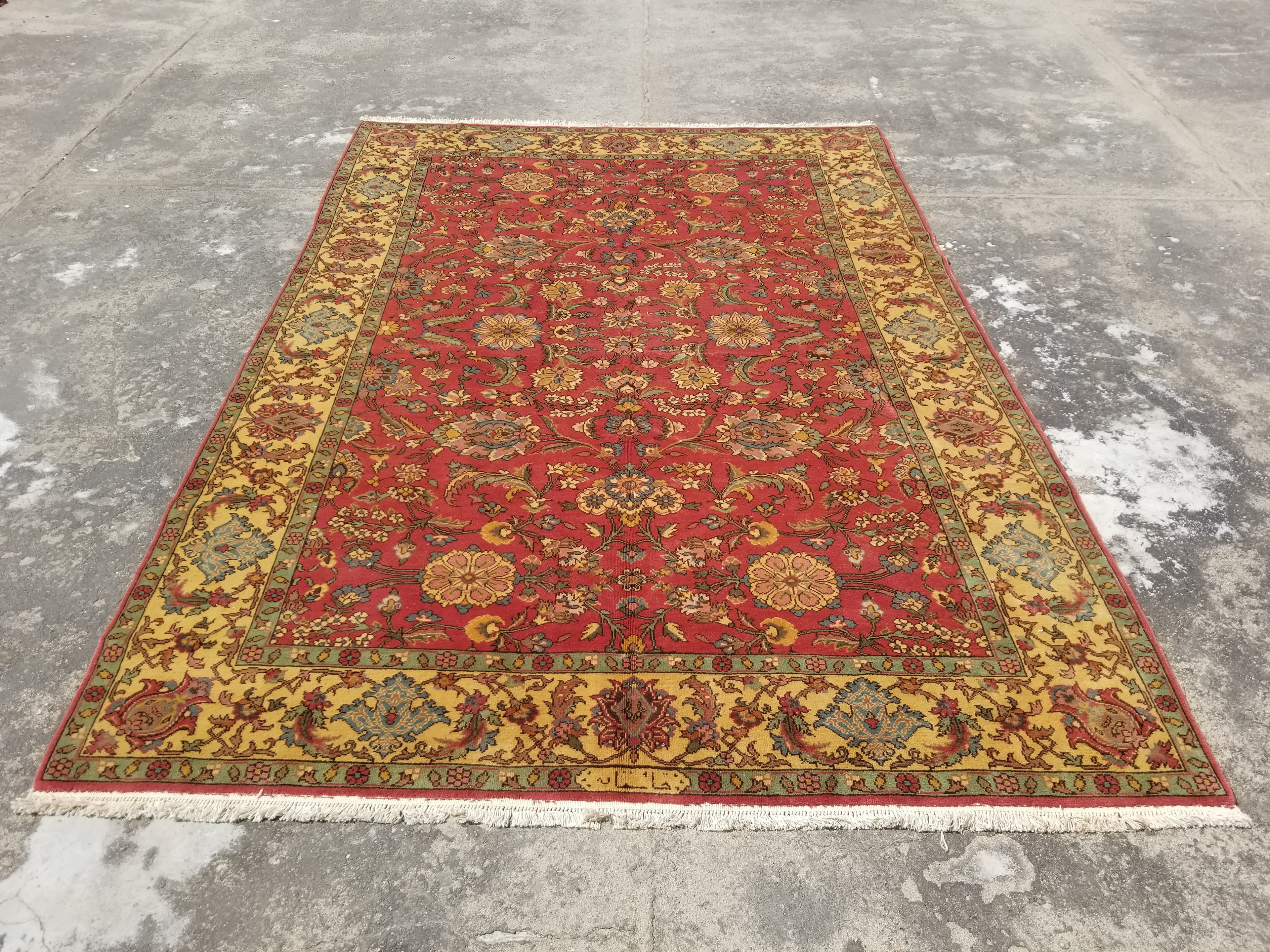 Vintage Traditional Handmade Kashan Wool Multicolor Rug 296x205cm