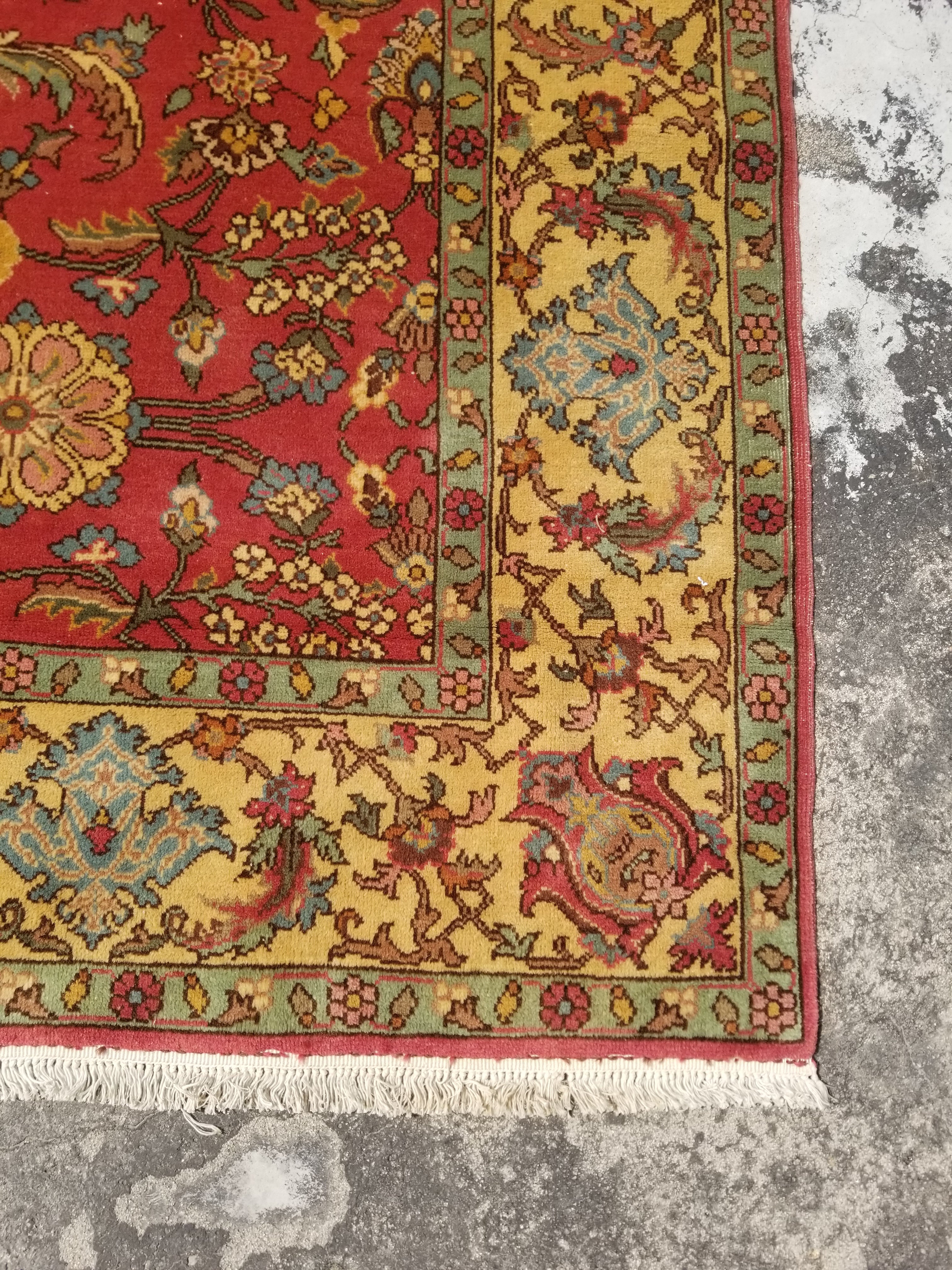 Vintage Traditional Handmade Kashan Wool Multicolor Rug 296x205cm