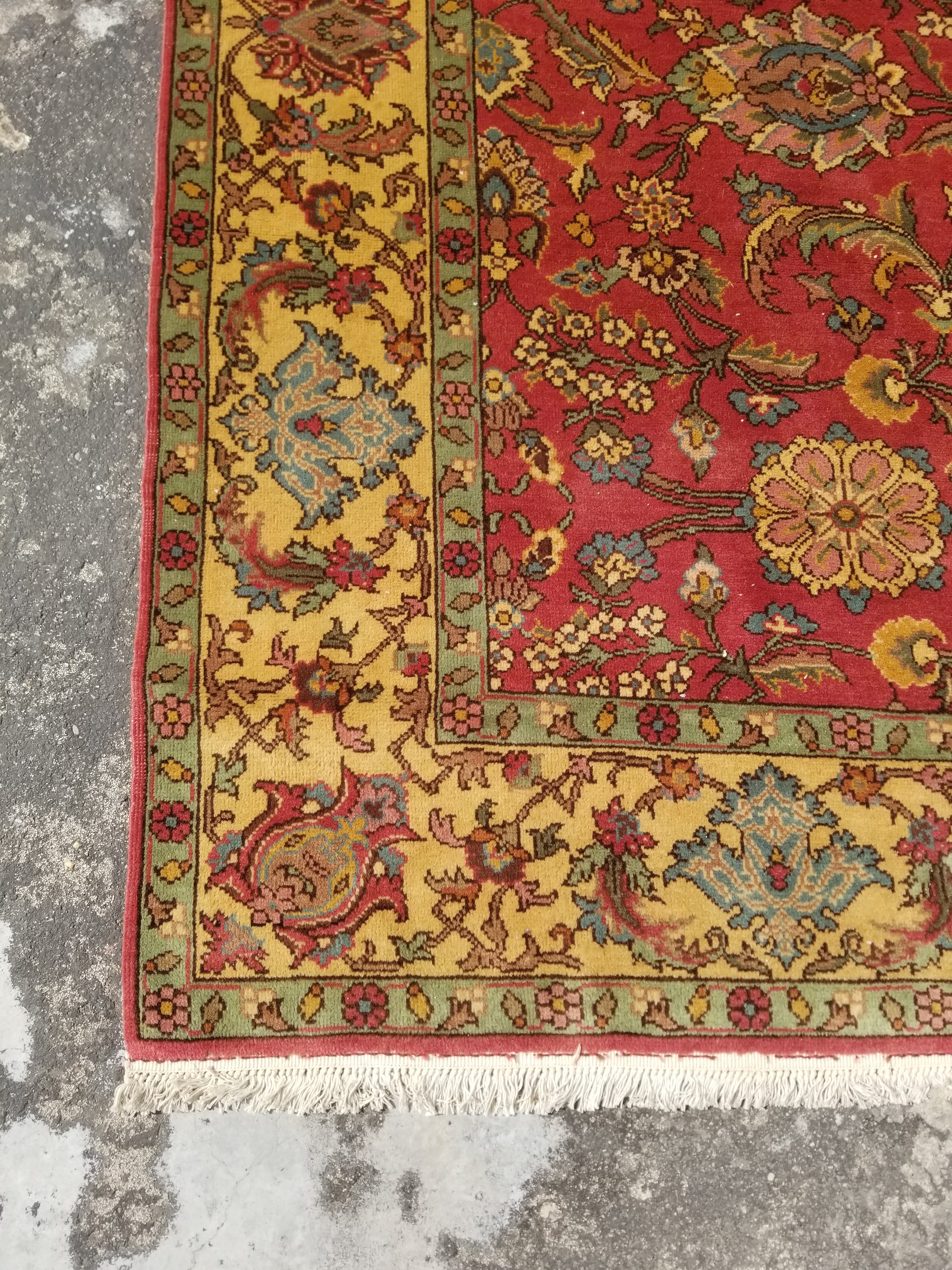 Vintage Traditional Handmade Kashan Wool Multicolor Rug 296x205cm