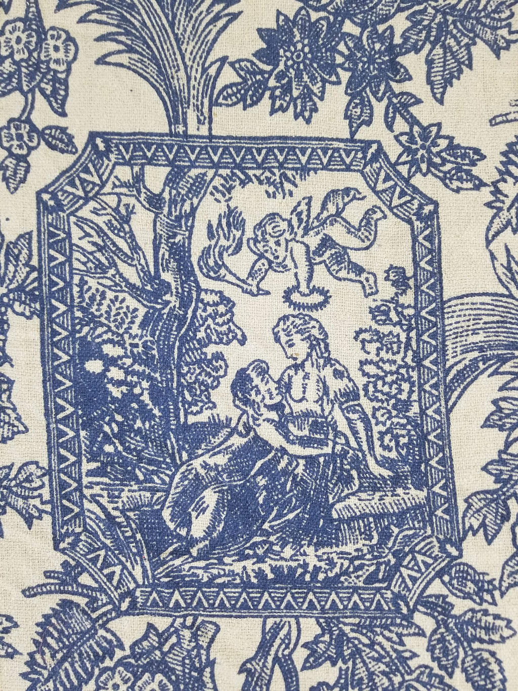 Vintage French Toile de Jouy Printed Romantic Scenic Textile Panel 305x129cm