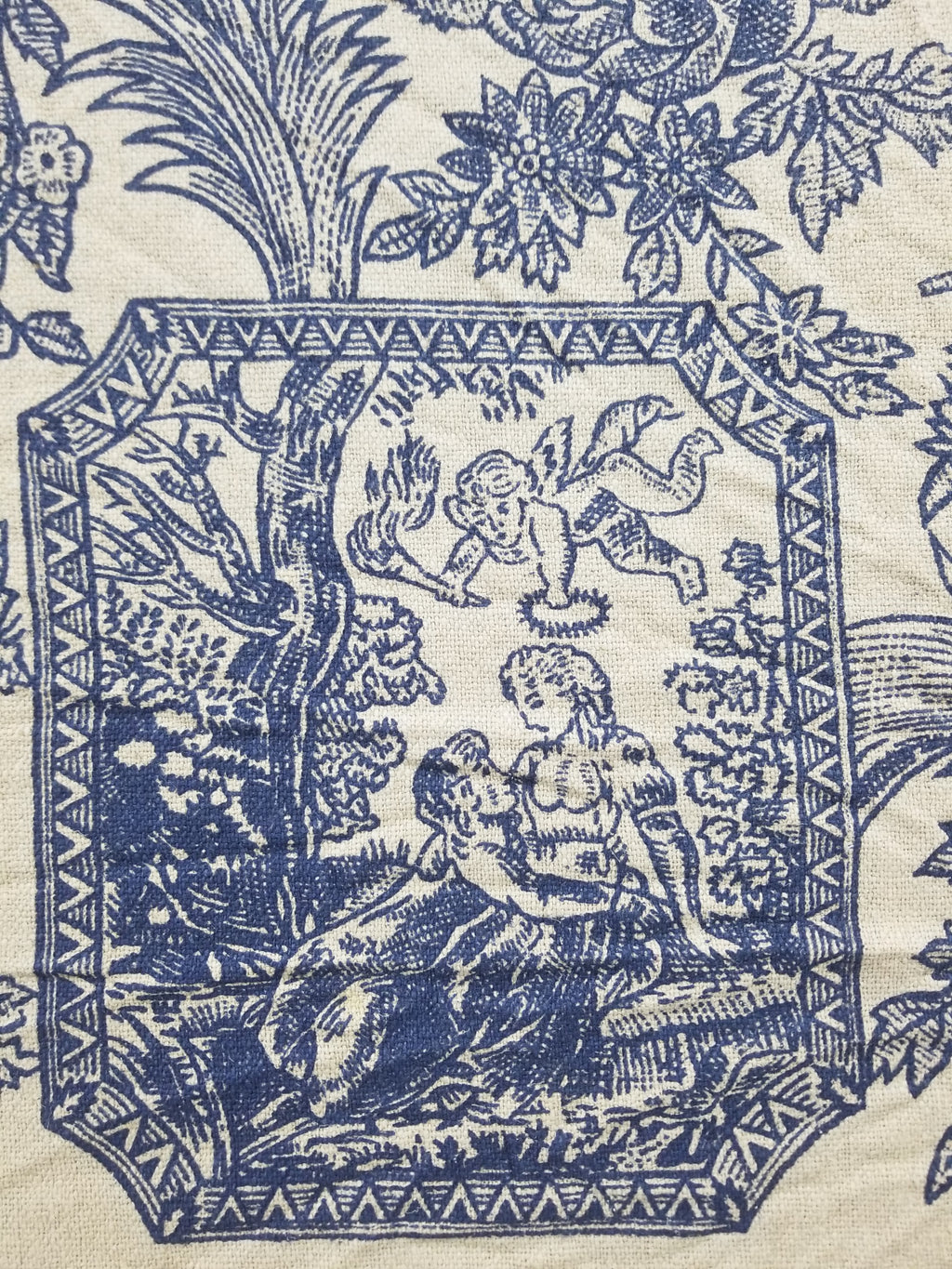 Vintage French Toile de Jouy Printed Romantic Scenic Textile Panel 305x129cm
