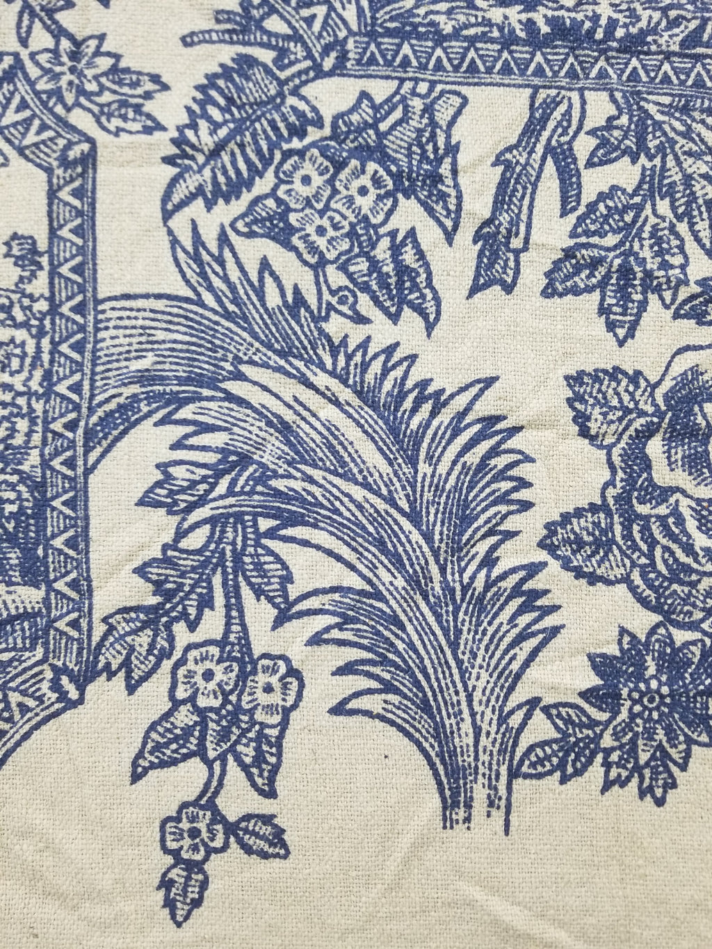 Vintage French Toile de Jouy Printed Romantic Scenic Textile Panel 305x129cm